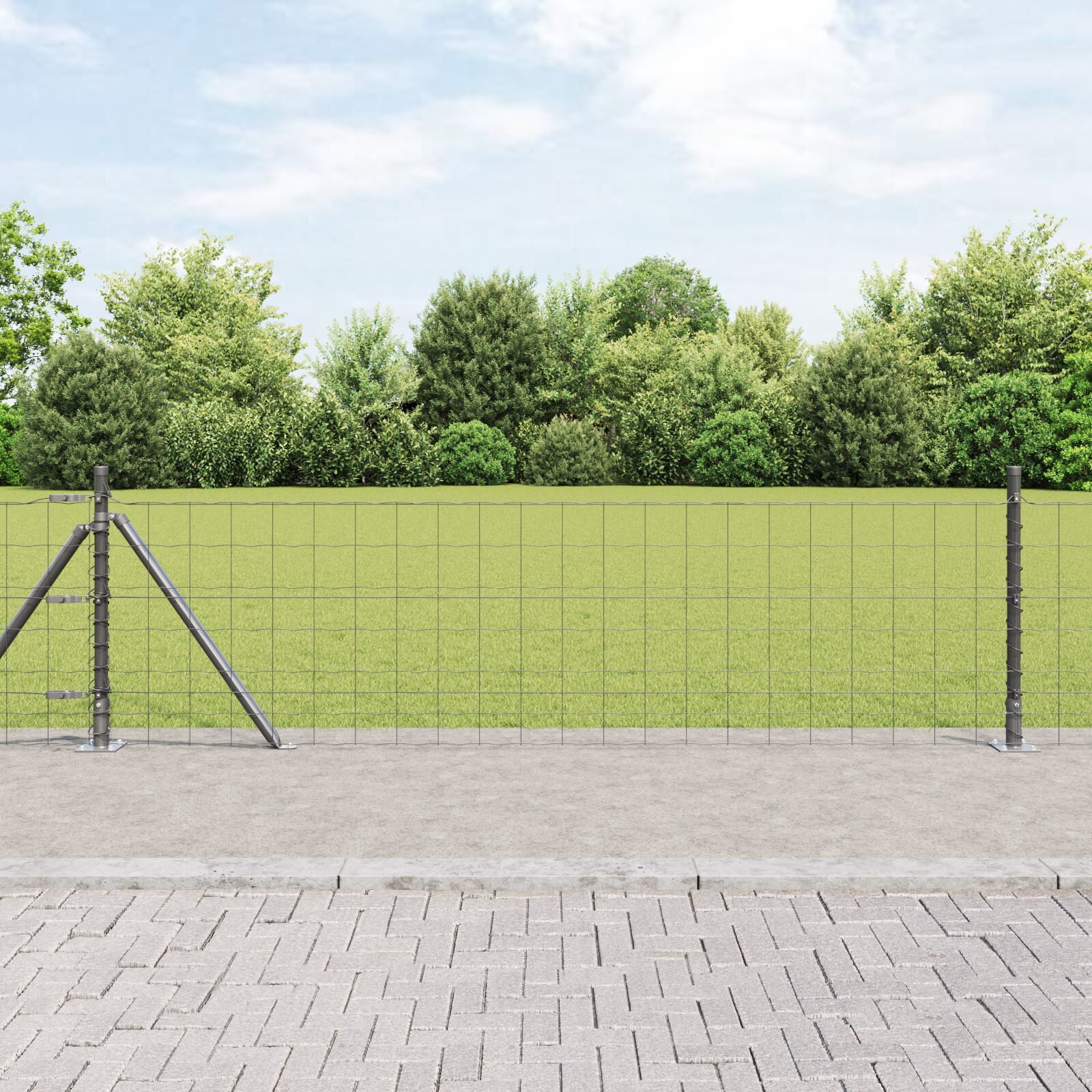 Euro Fence med 13 flangede stolper 0.6x25 m galvaniseret stål
