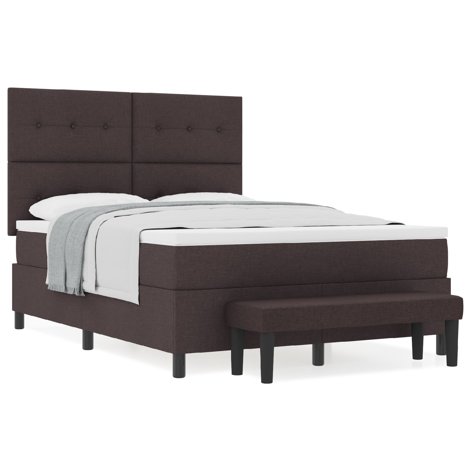 Box Spring ágy matraccal és paddal sötétbarna 140x200 cm szövet 