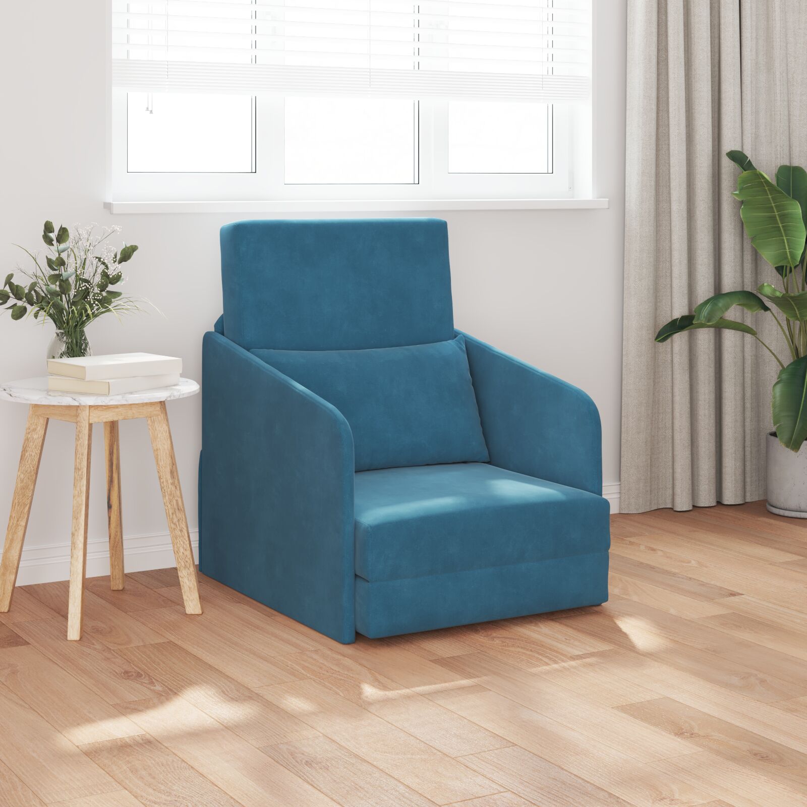vidaXL Vloer Sofa Bed 2-in-1 Blauw 65x80x83 cm Velvet