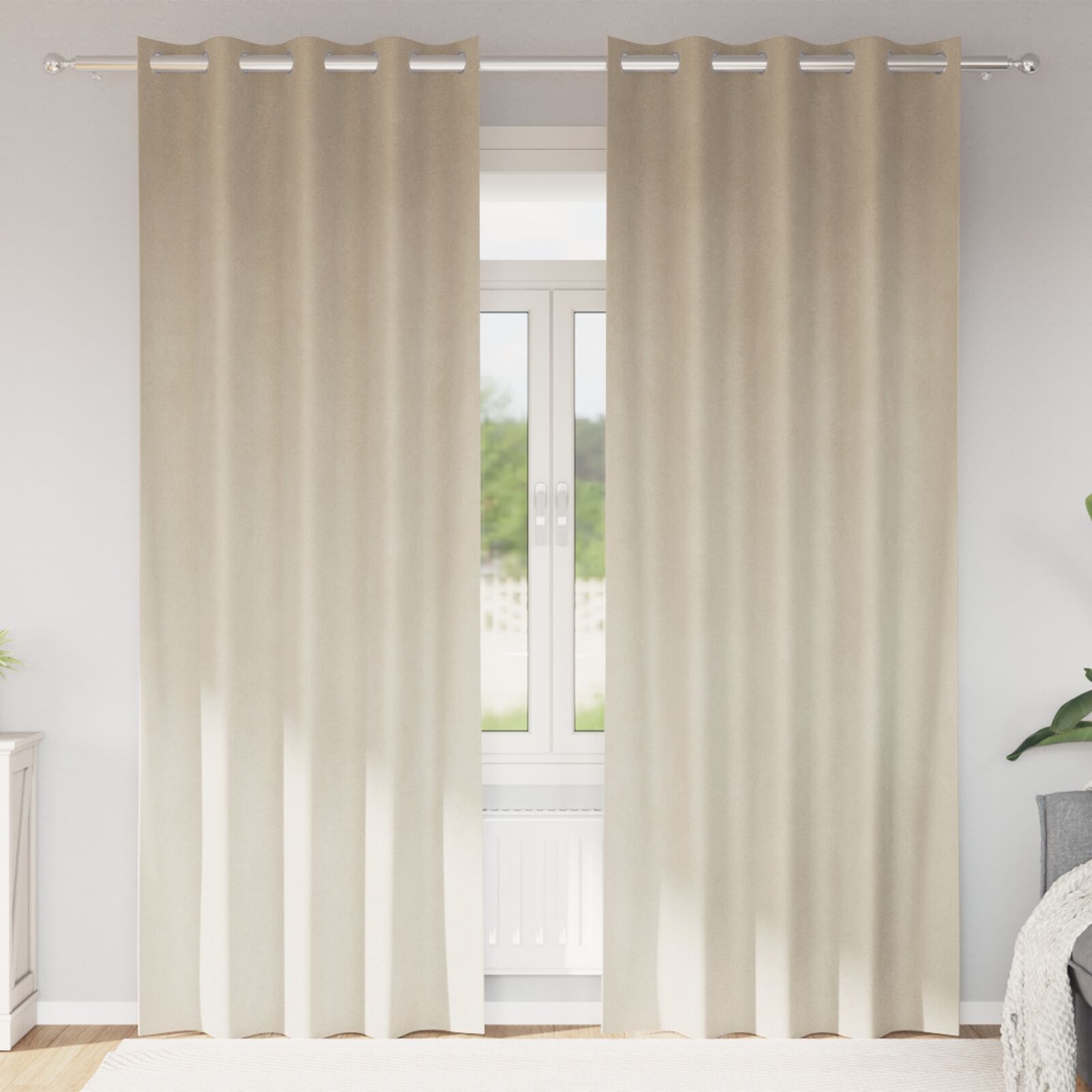 vidaXL Gardinen Creme Polyester 140 x 245 cm Dekorative Intarsien