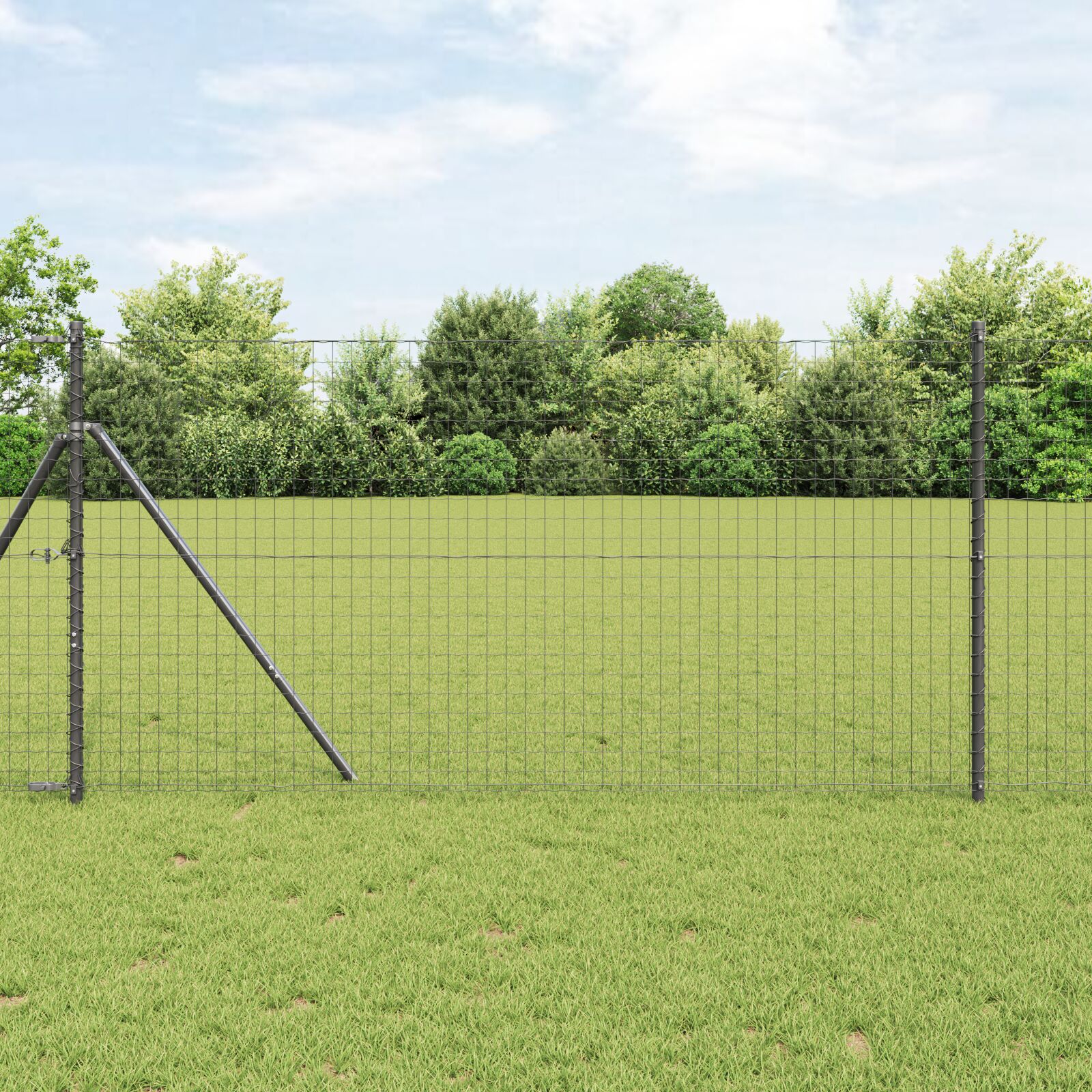 Euro Hegn med 7 Poster 1.4x10 m Galvaniseret Stål Grå