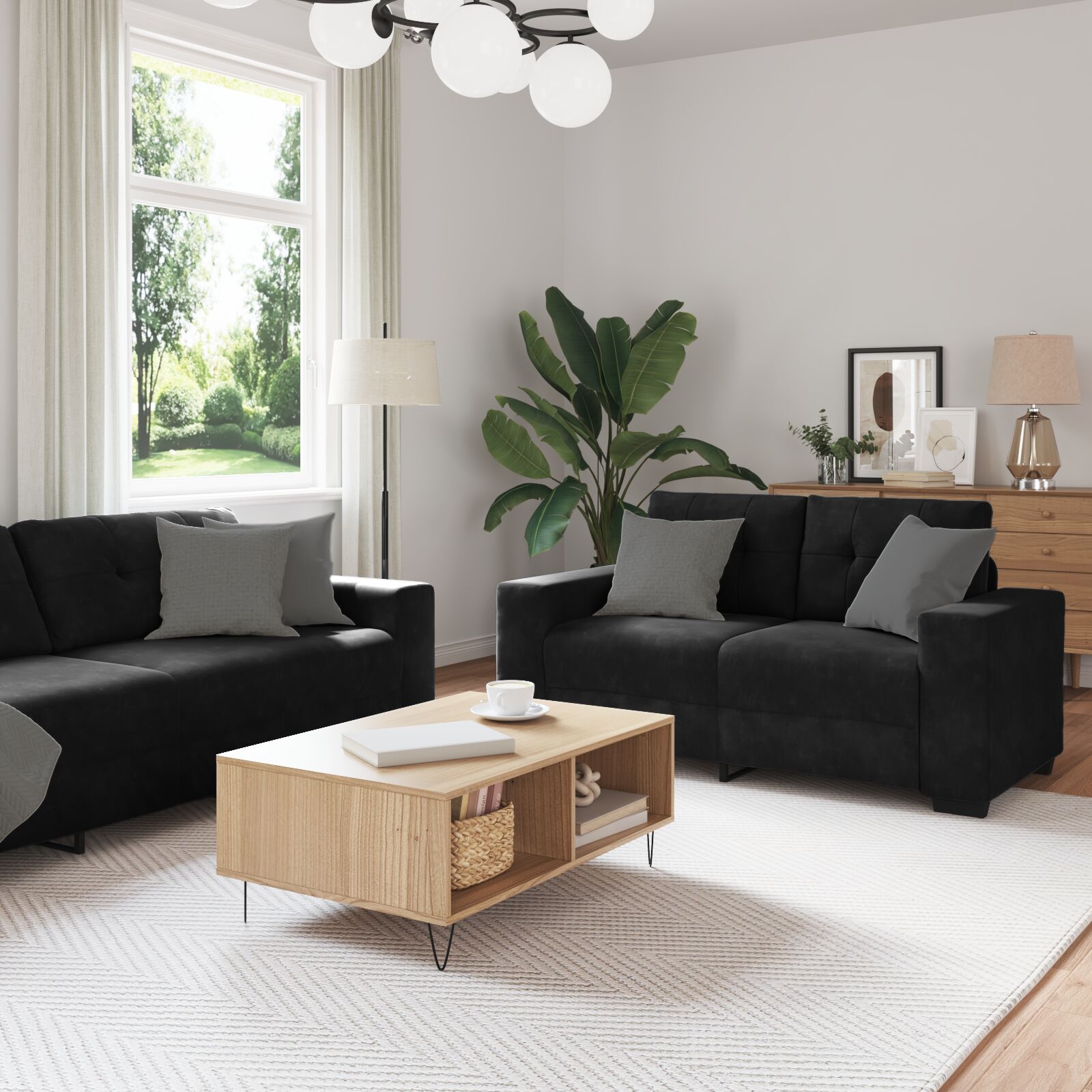 vidaXL Sofa Set Set von 3 Schwarz