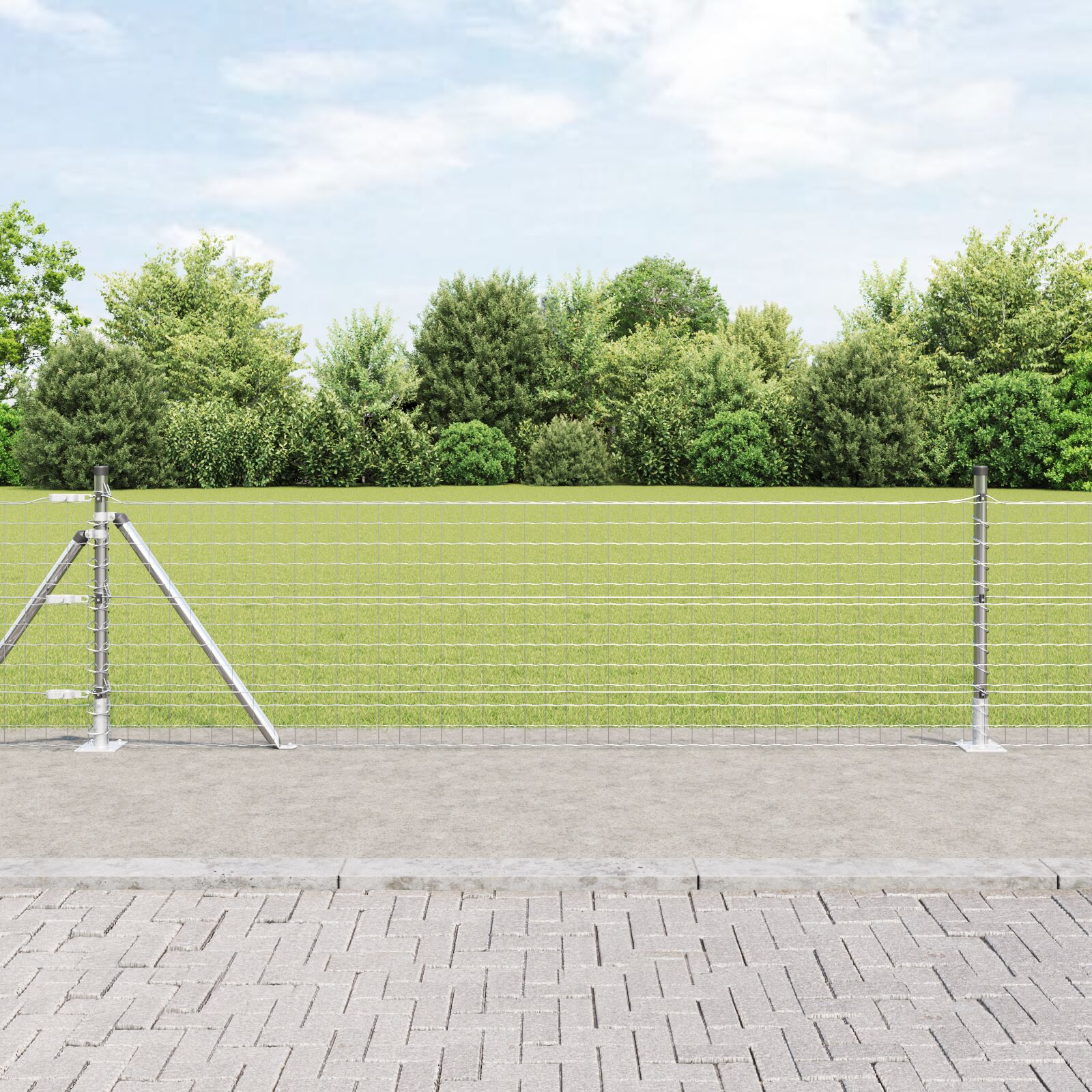 vidaXL Stupovi ograde Set od 52 Pocinčani čelik 3.2 x 3.2 x 50 cm Čvrsto