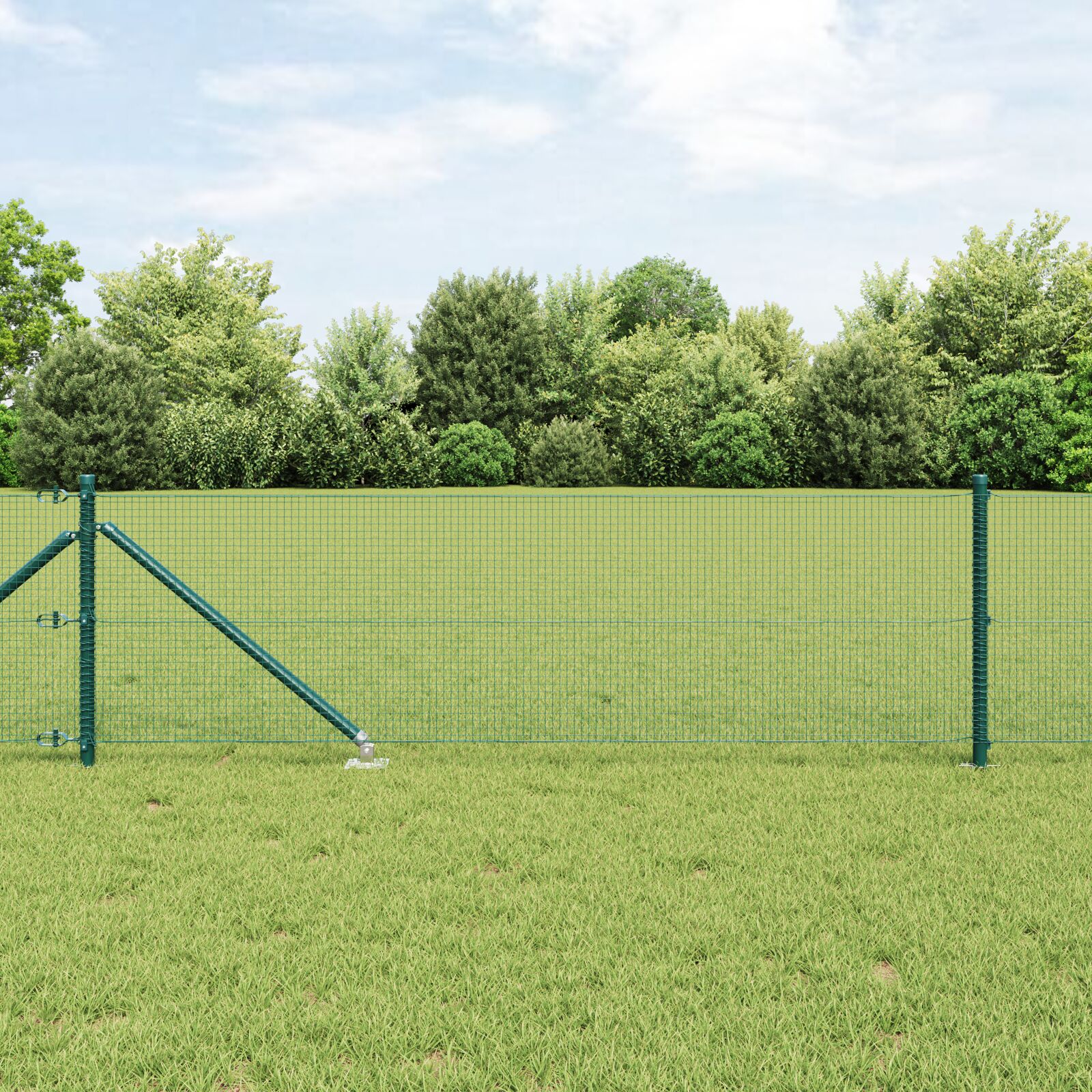 vidaXL zavarena žičana ograda s 13 šiljastih postova Zelena 0.4x25 m Čelik