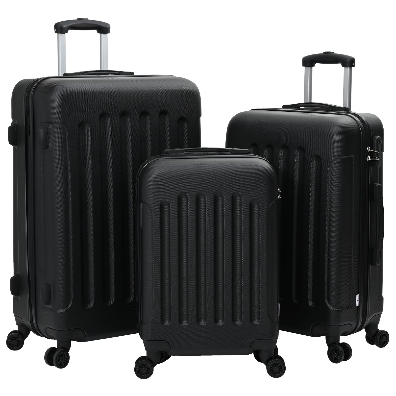 vidaXL Koffer Set 3 Teile Hartschale Schwarz 20″ 24″ 28″ ABS