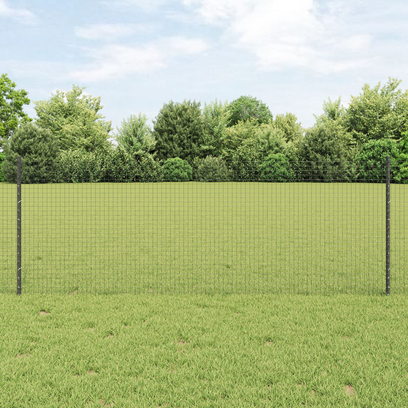 vidaXL zavarena žičana ograda s 22 U stuba siva 0.8x50 m čelik
