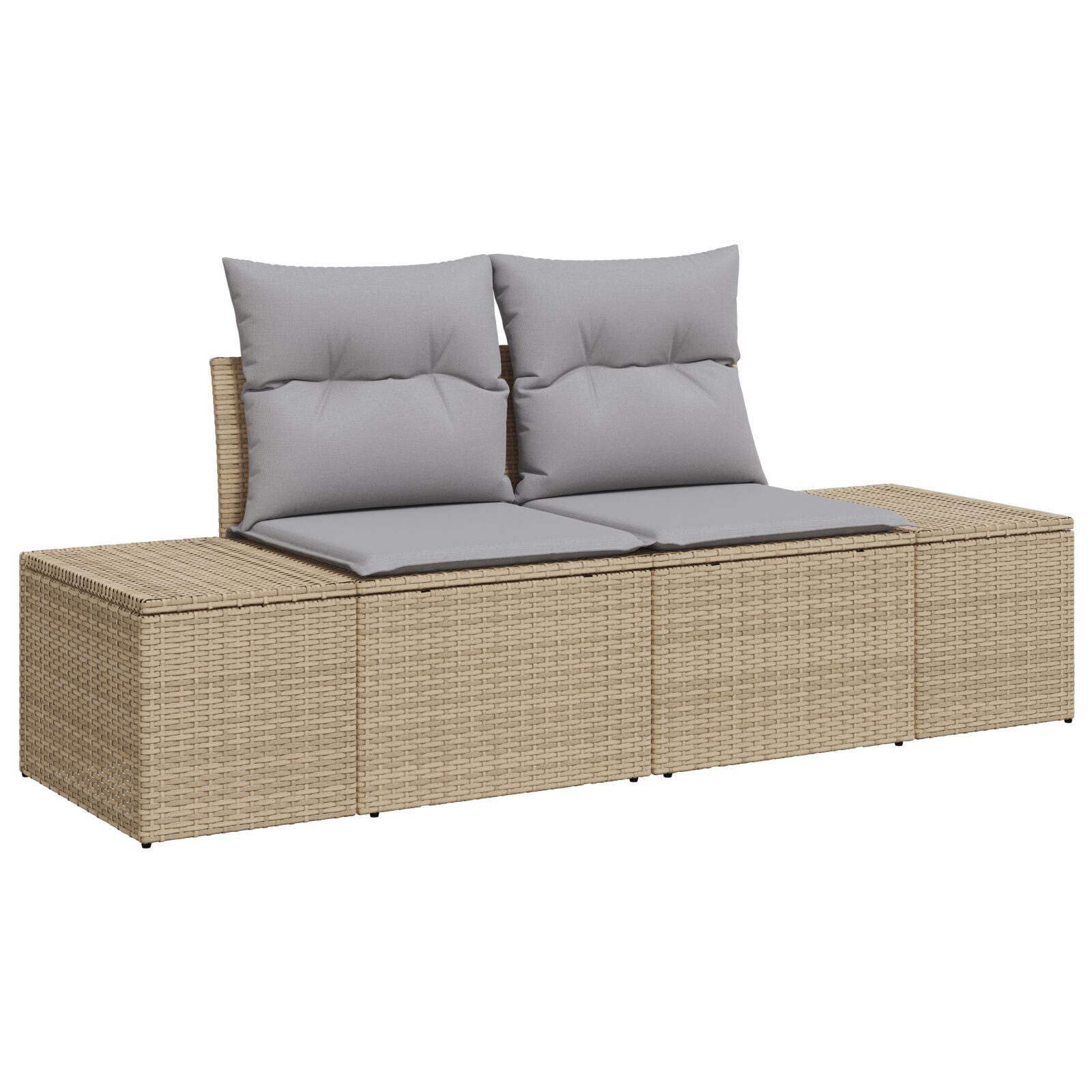 vidaXL 5-delige Tuin Sofa Set met Kussens Beige Poly Rattan - Afbeelding 4