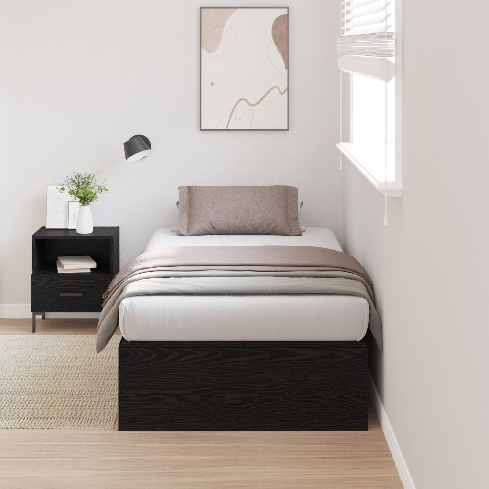 Hoiukuvoodi raam Must tamm 75x190 cm Tehispuit