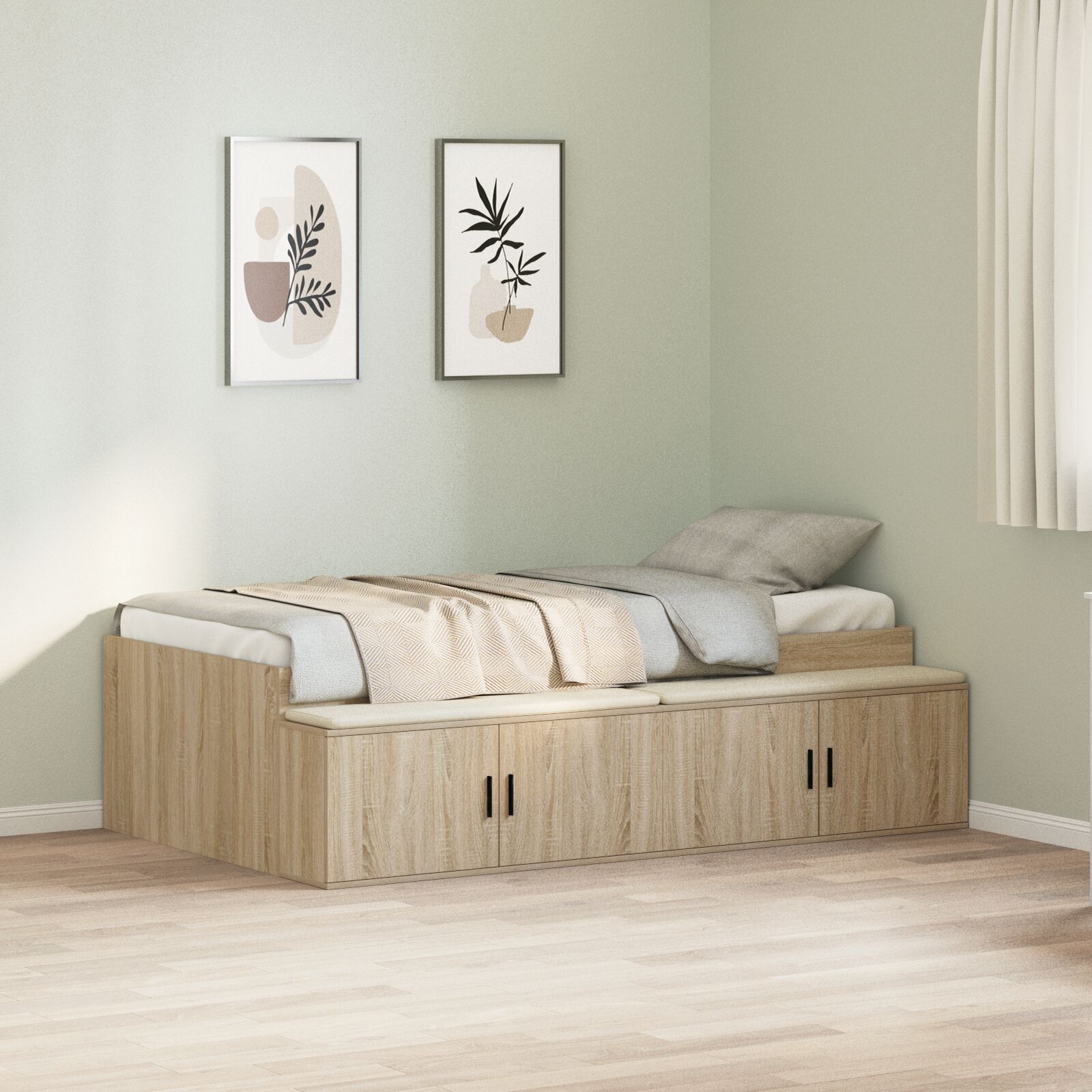 okvir za krevet s pohranom Sonoma hrast 90x200 cm