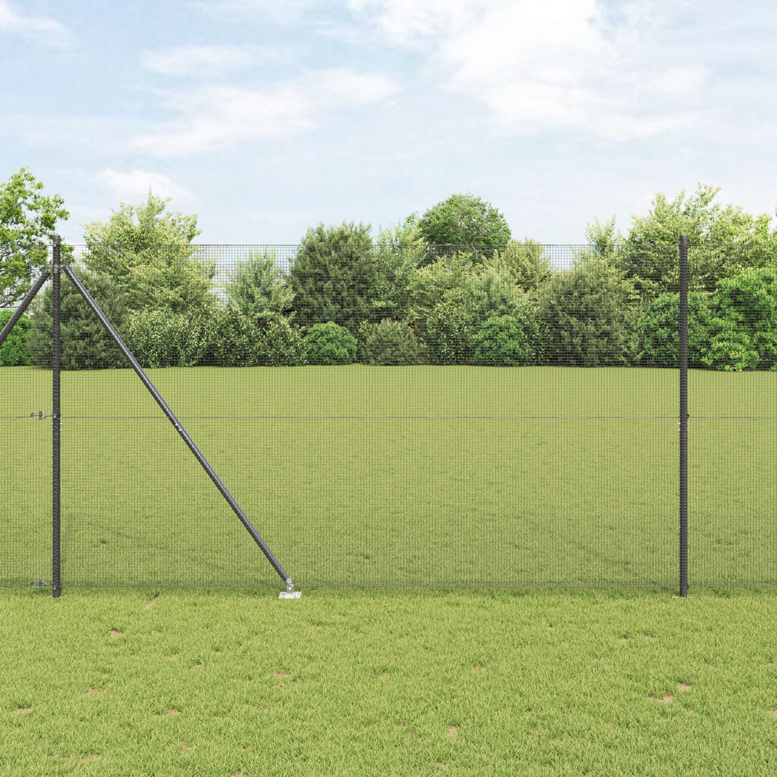 vidaXL zavarena ogradna mreža s 13 klinova sivi 1,5x50 m čelik