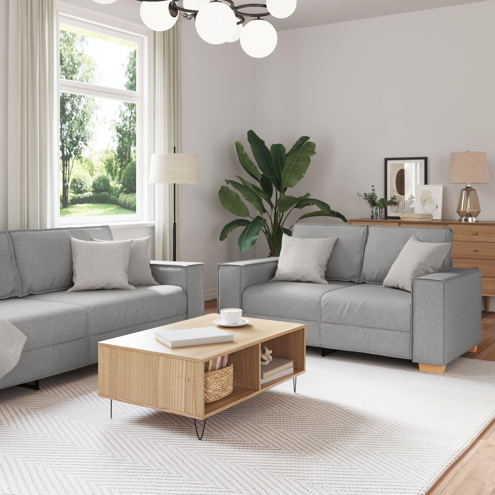 vidaXL Sofa Set 3-Sitzer Wolken Grau Polyester Mittel Modular