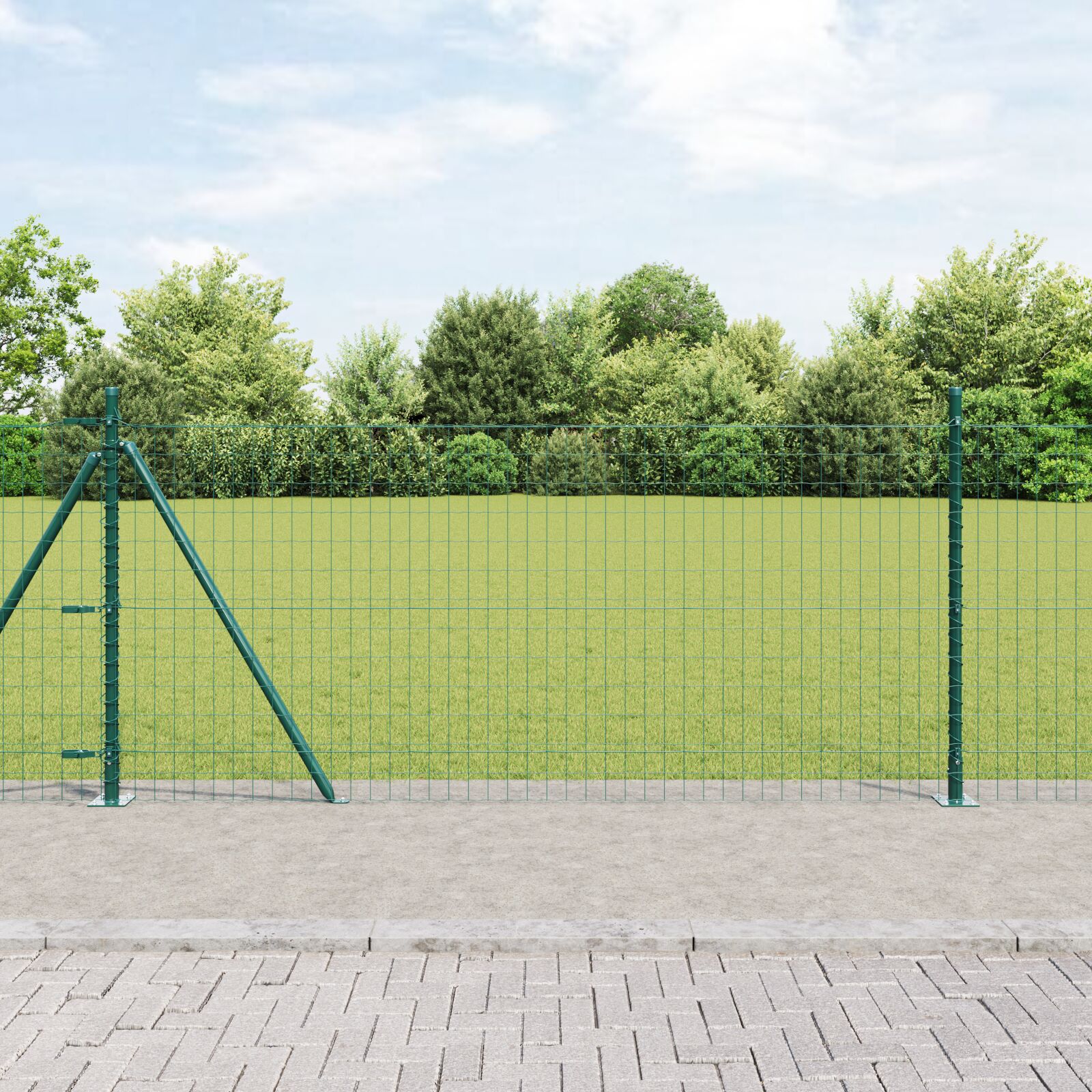 Euro Indhegning med 7 Flangeret Støtter 1x10 m Galvaniseret Stål