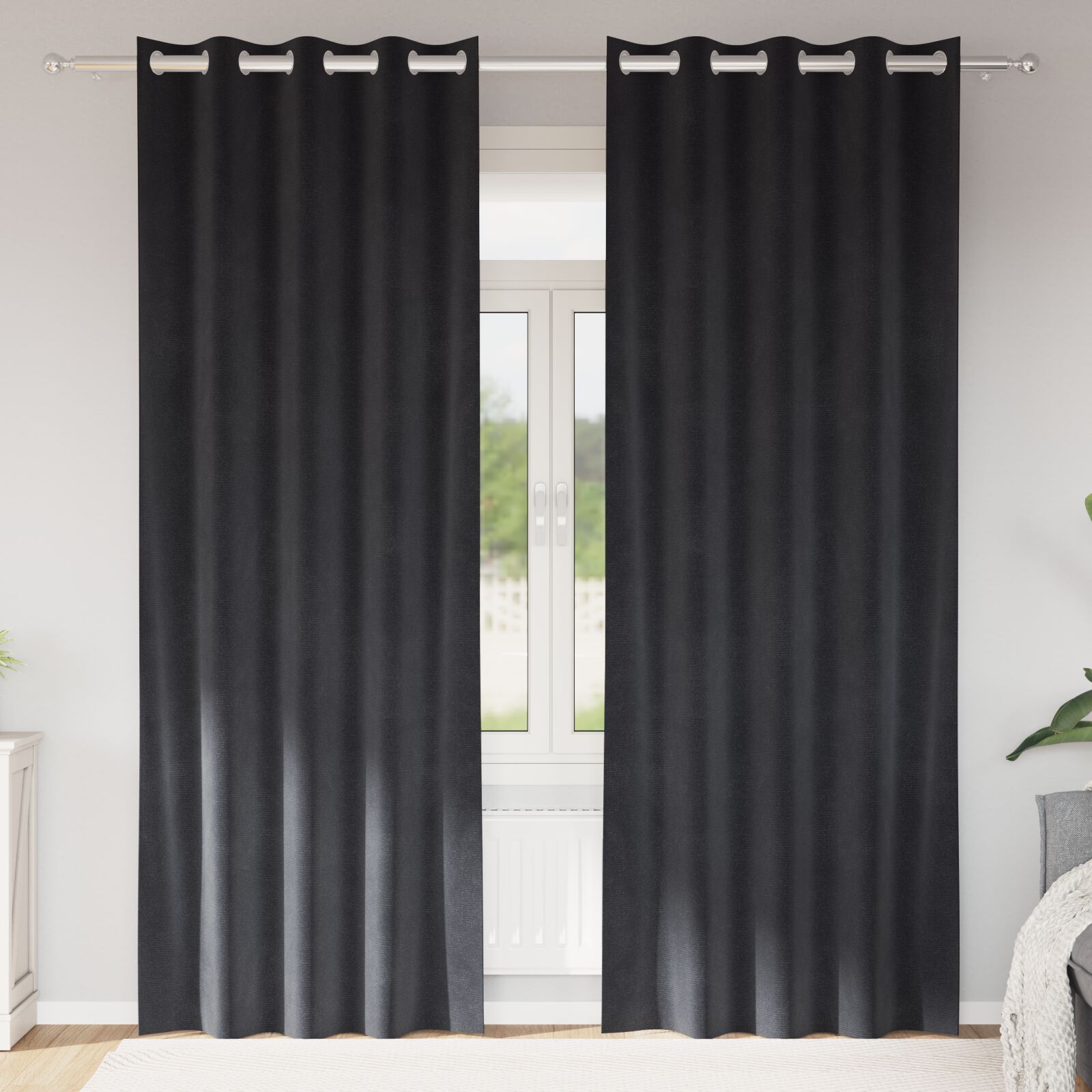 vidaXL Vorhänge Dunkelgrau Polyester 140 x 225 cm Stylische Intarsien