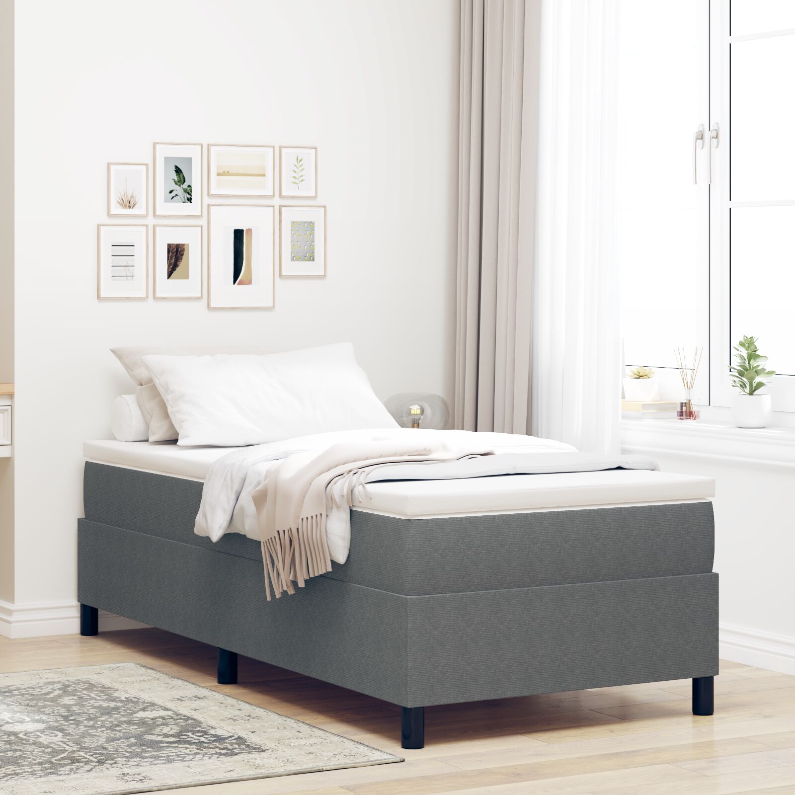 Box Spring Krevet s Madracem Svijetlo Siva 80x200 cm Kordura