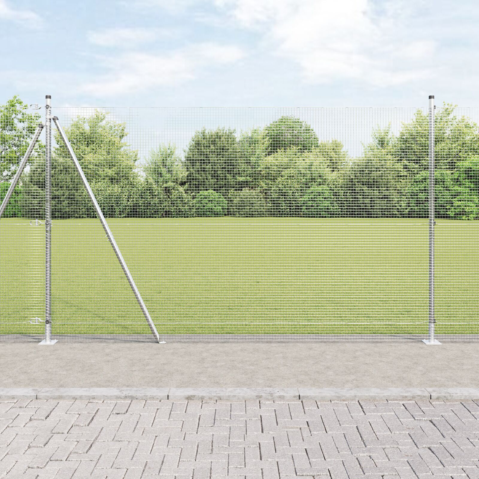 vidaXL zavarena žičana ograda s 13 pocinčanih stupova 1,5x25 m