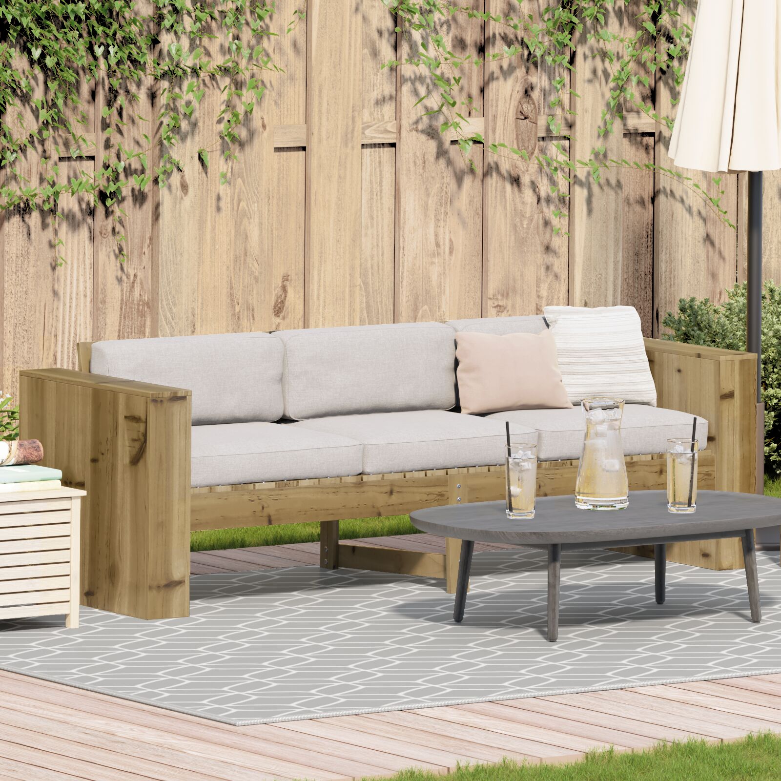 vidaXL Vrtni kavč 3-sedežni 185.5x60x62 cm iz impregnirane borovine