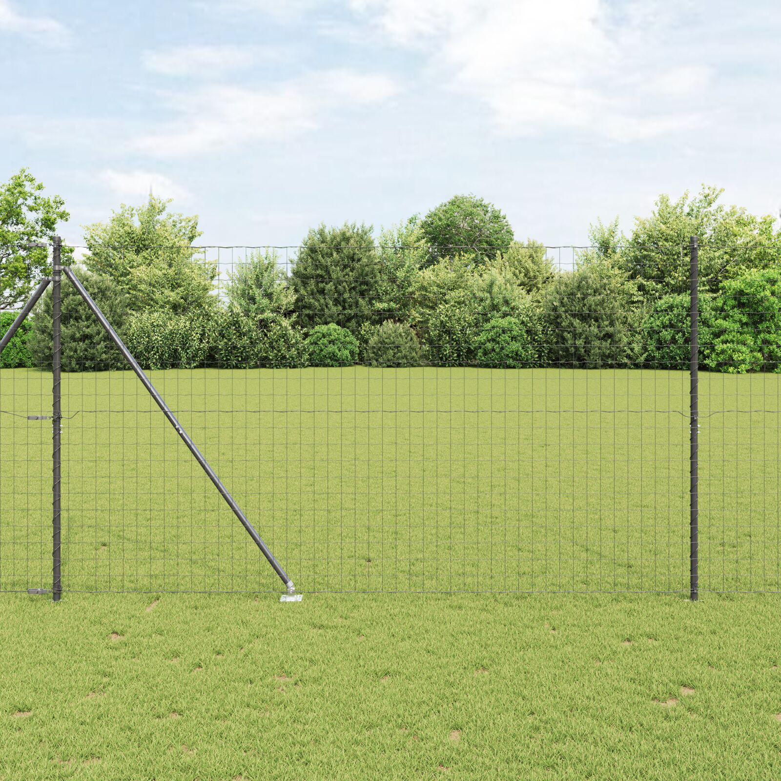 Euro Hegn med 7 Spydposter 1.6x10 m Galvaniseret Stål Grå