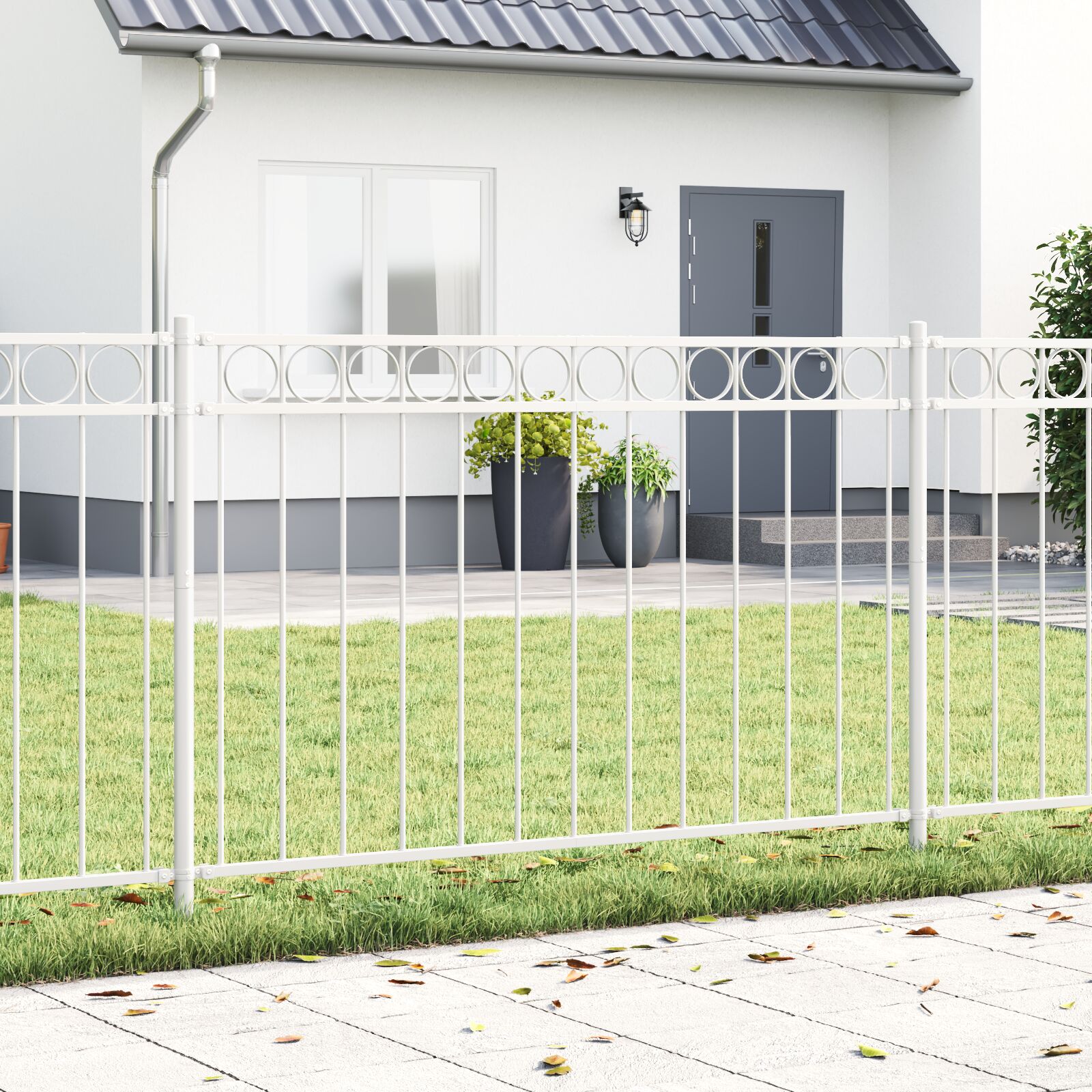 vidaXL Gartenzaun in Weiß 1,7x1 m aus Stahl