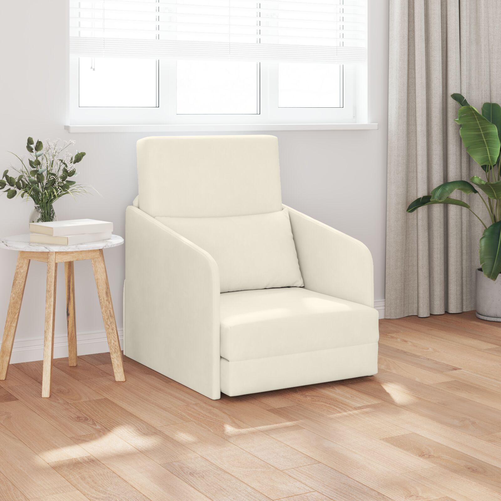 vidaXL podna sofa krevet 2-u-1 krem 65x80x83 cm baršun