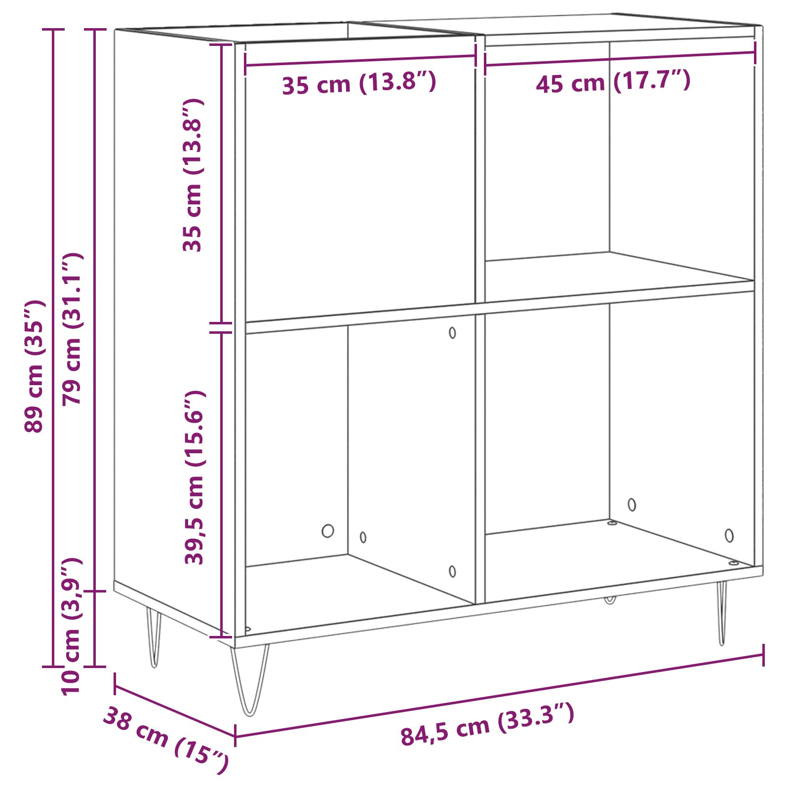 Record Cabinet Black 84.5x38x89 cm Engineered Wood vidaXL - Picture 30 of 117