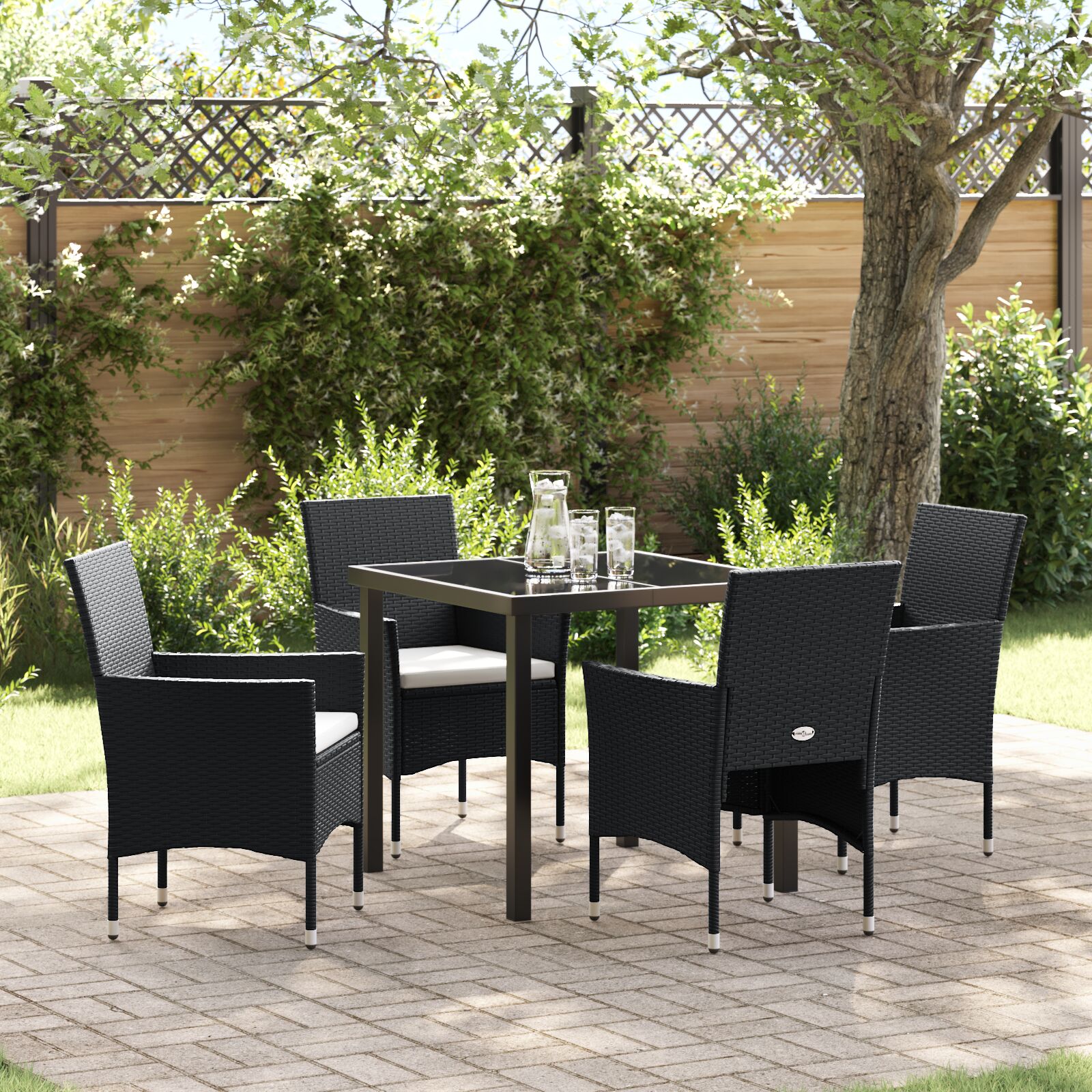 vidaXL 5-teiliges Garten-Essset aus schwarzem Poly-Rattan
