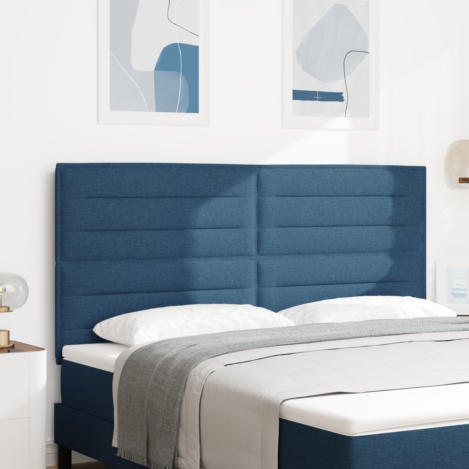 vidaXL Kopfteile Linien Design Blau 180 cm Stoff
