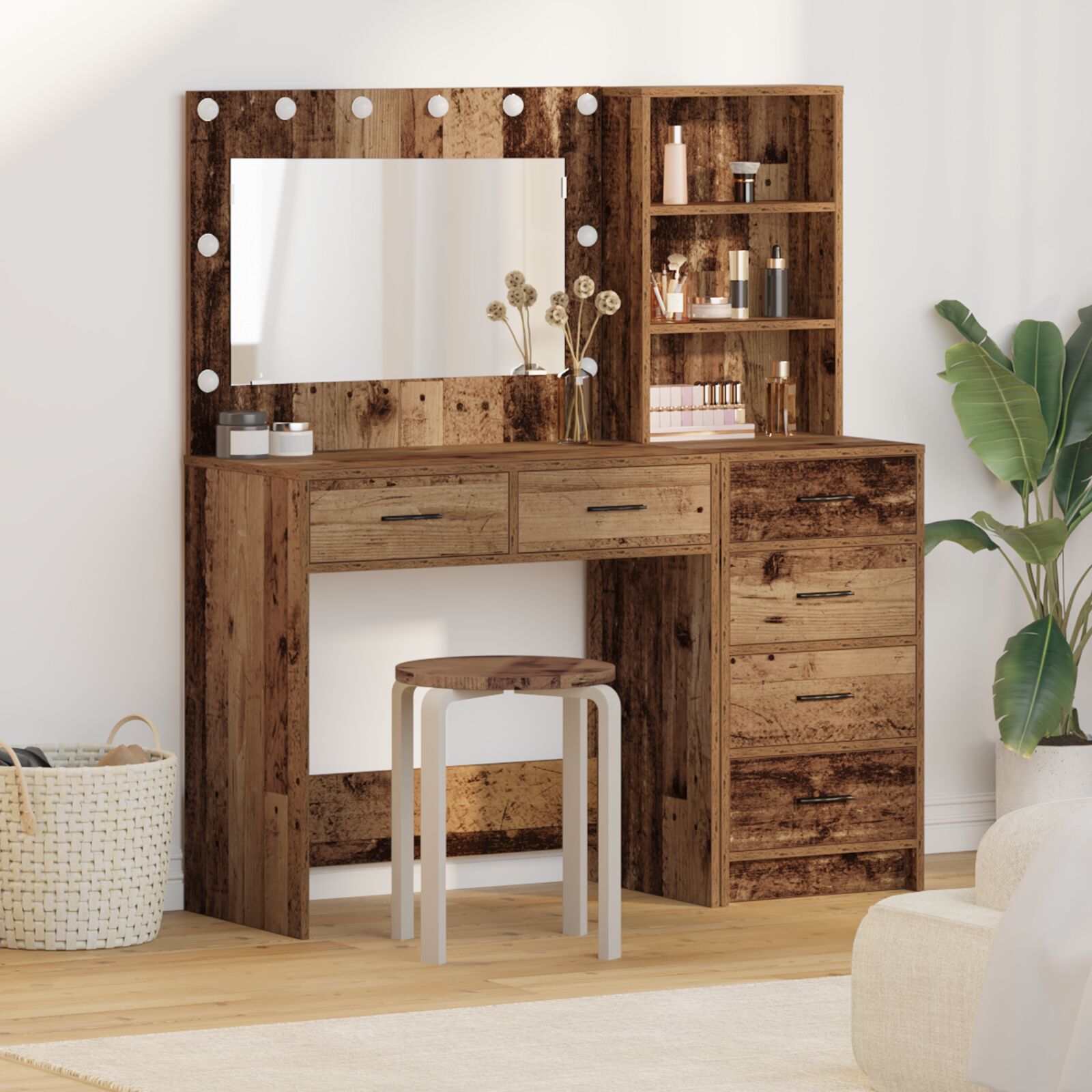 vidaXL Set von 2 Altes Holz Holz Altes Holz Rustikales Highboard