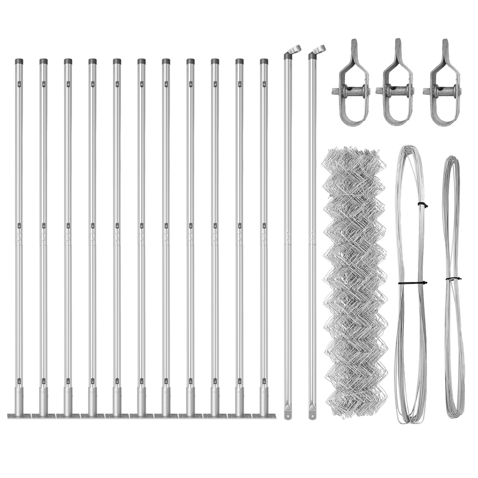 vidaXL Ograda od lančane veze s 13 postoljima 0.8x25 m Galvanizirano čelično