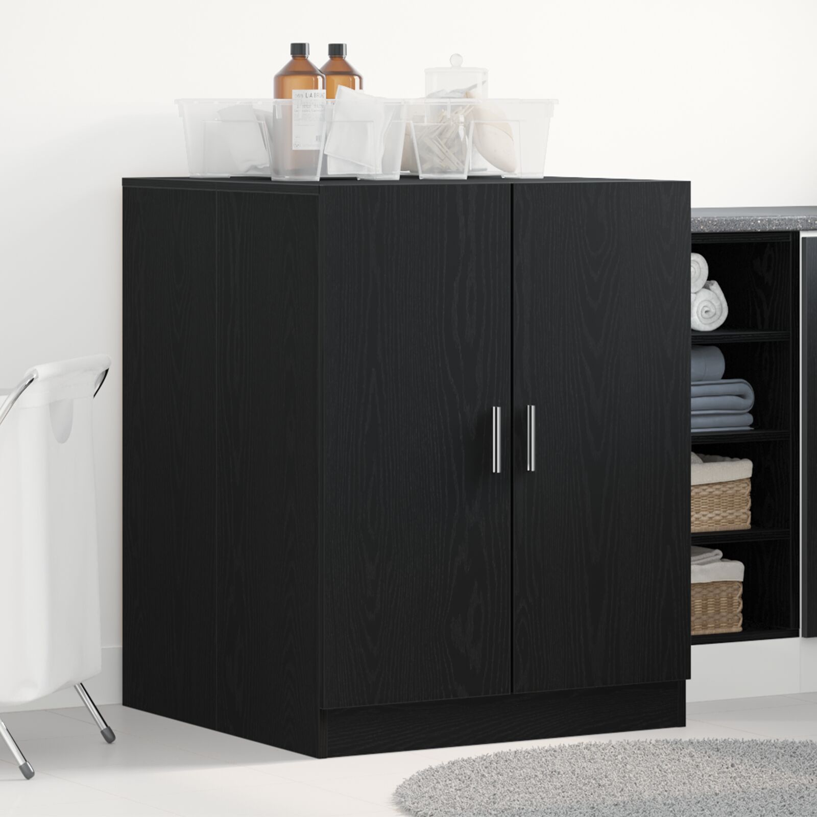 vidaXL Wäscheschrank Schwarze Eiche Holzwerkstoff 71 x 71.5 x 91.5 cm