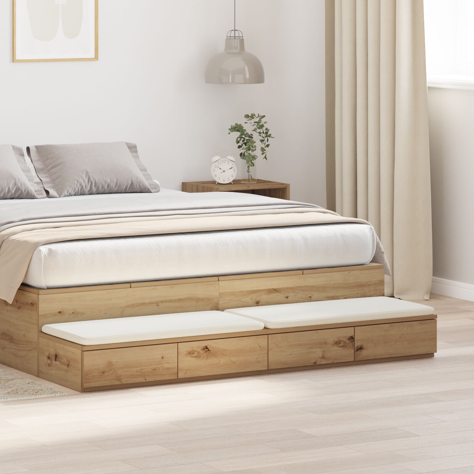vidaXL Nachtkastje Ambachtelijk Eiken Hout 150 x 36.5 x 16.5 cm