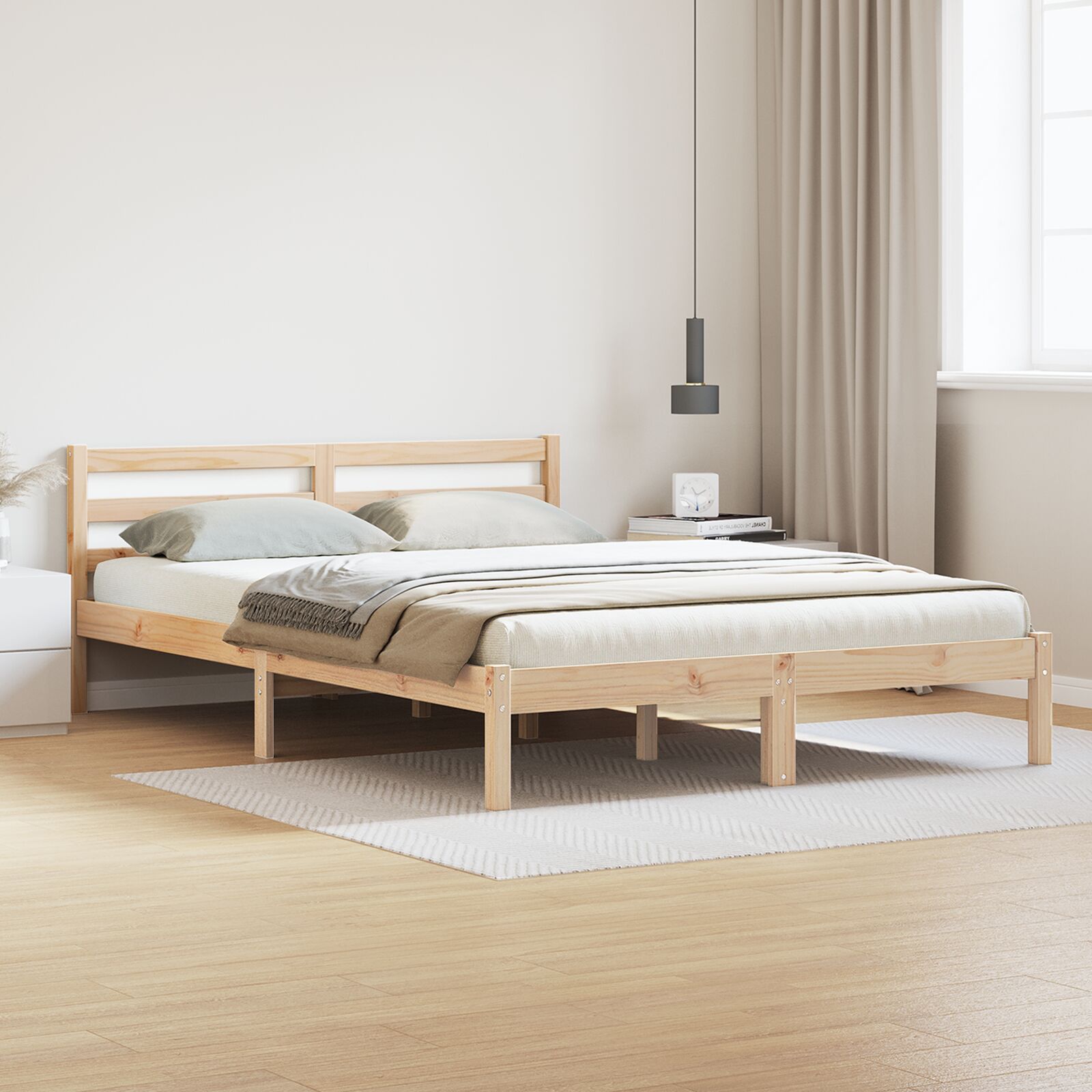 vidaXL Bettgestell mit Kopfteil 160x210 cm aus massivem Kiefernholz