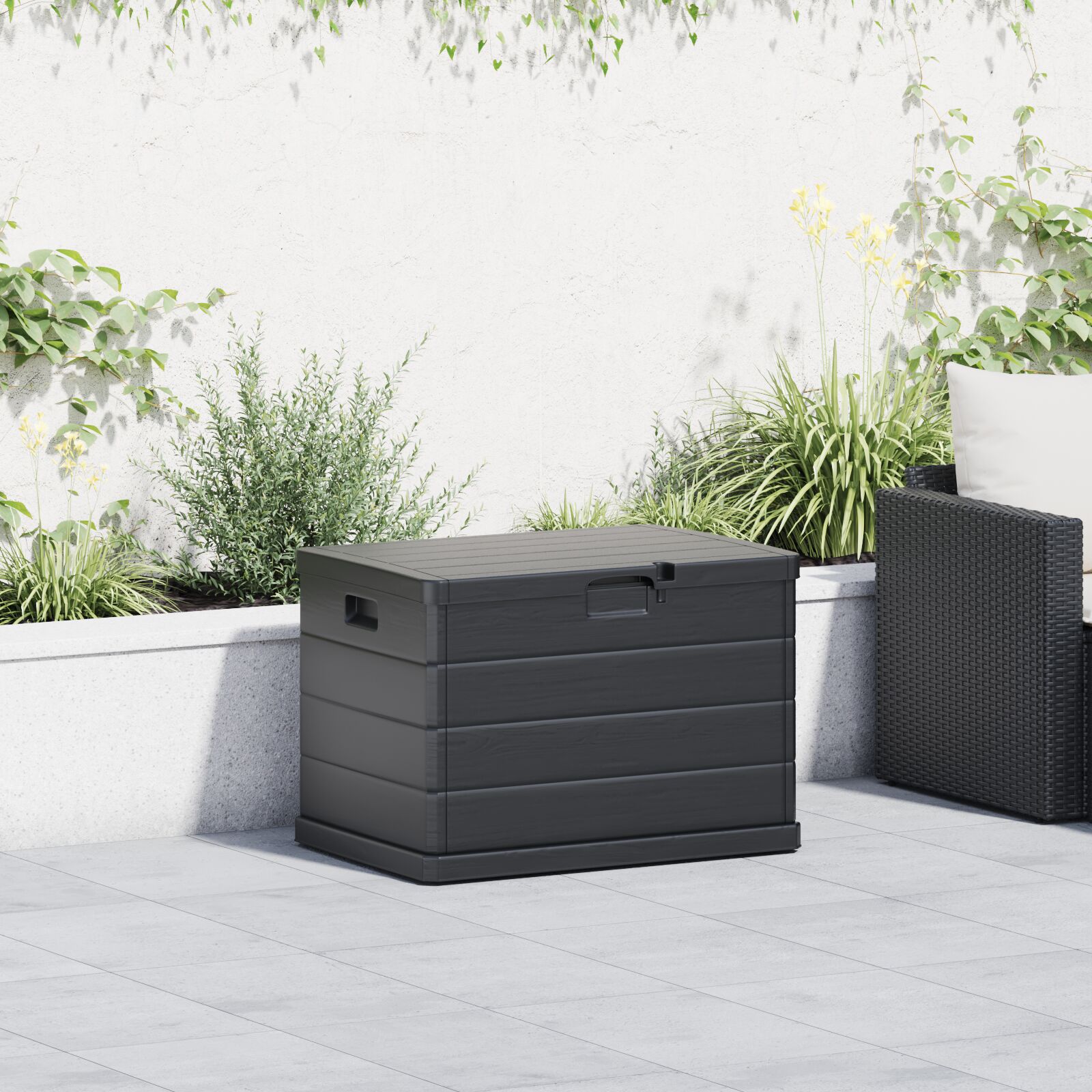 vidaXL Gartenlagerbox Anthrazit Kunststoff 77,5 x 54,5 x 53 cm