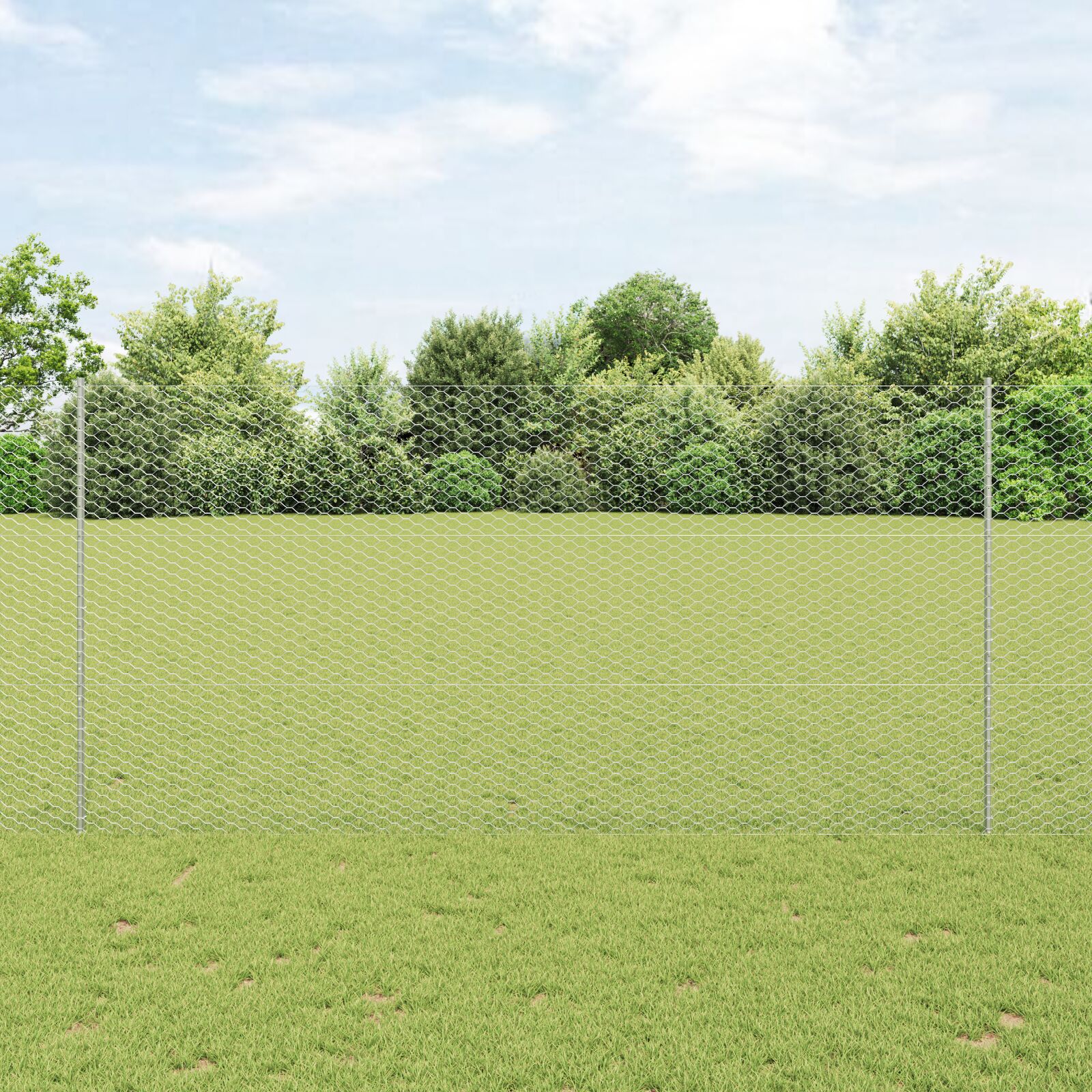 vidaXL Stupovi za ograde 22 kom U-kanal 150 cm Galvanizirani čelik, vidaXL Šesterokutna ograda 1,5x100 m Galvanizirani čelik