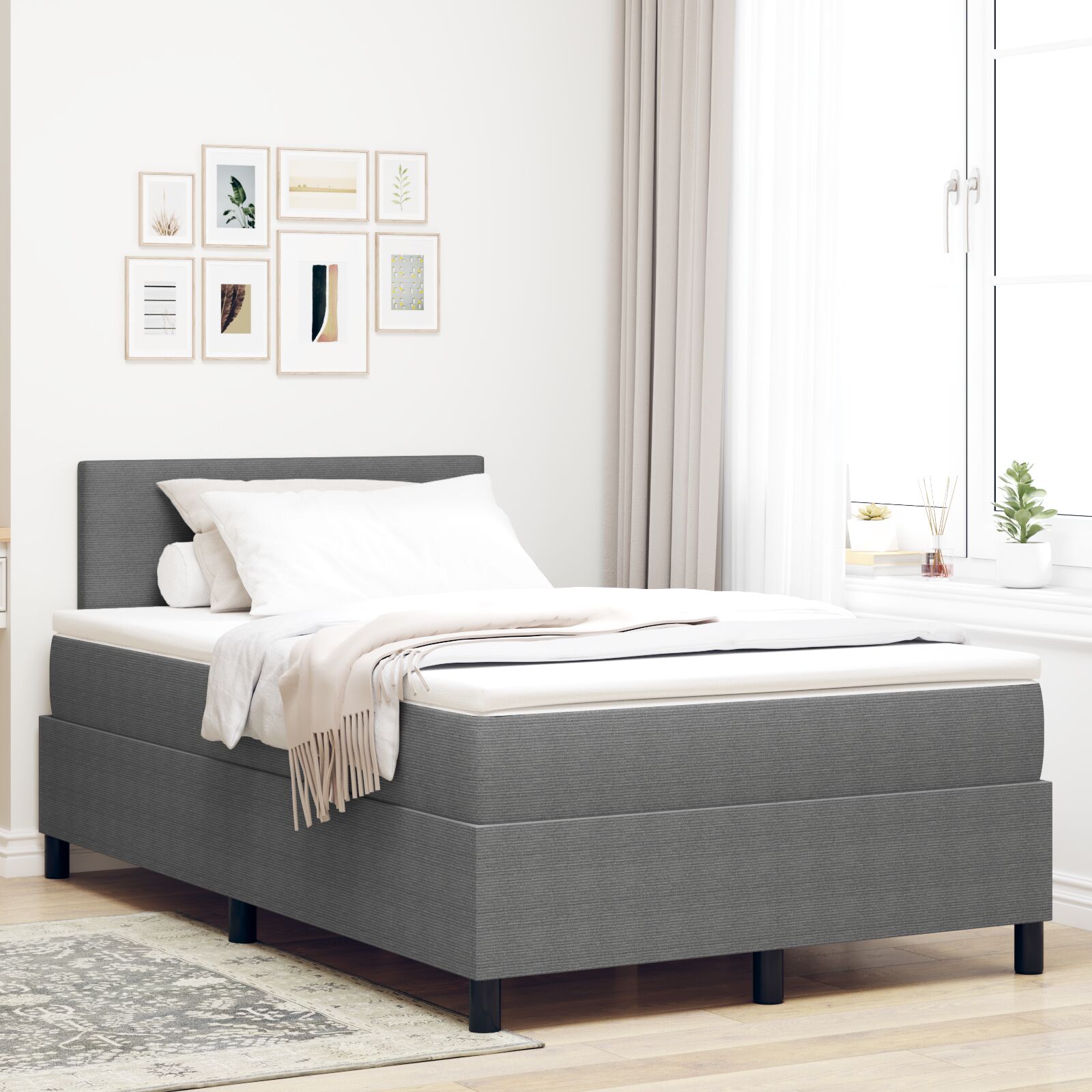 Boxspringbett mit Matratze Hellgrau 120x200 cm Cordstoff