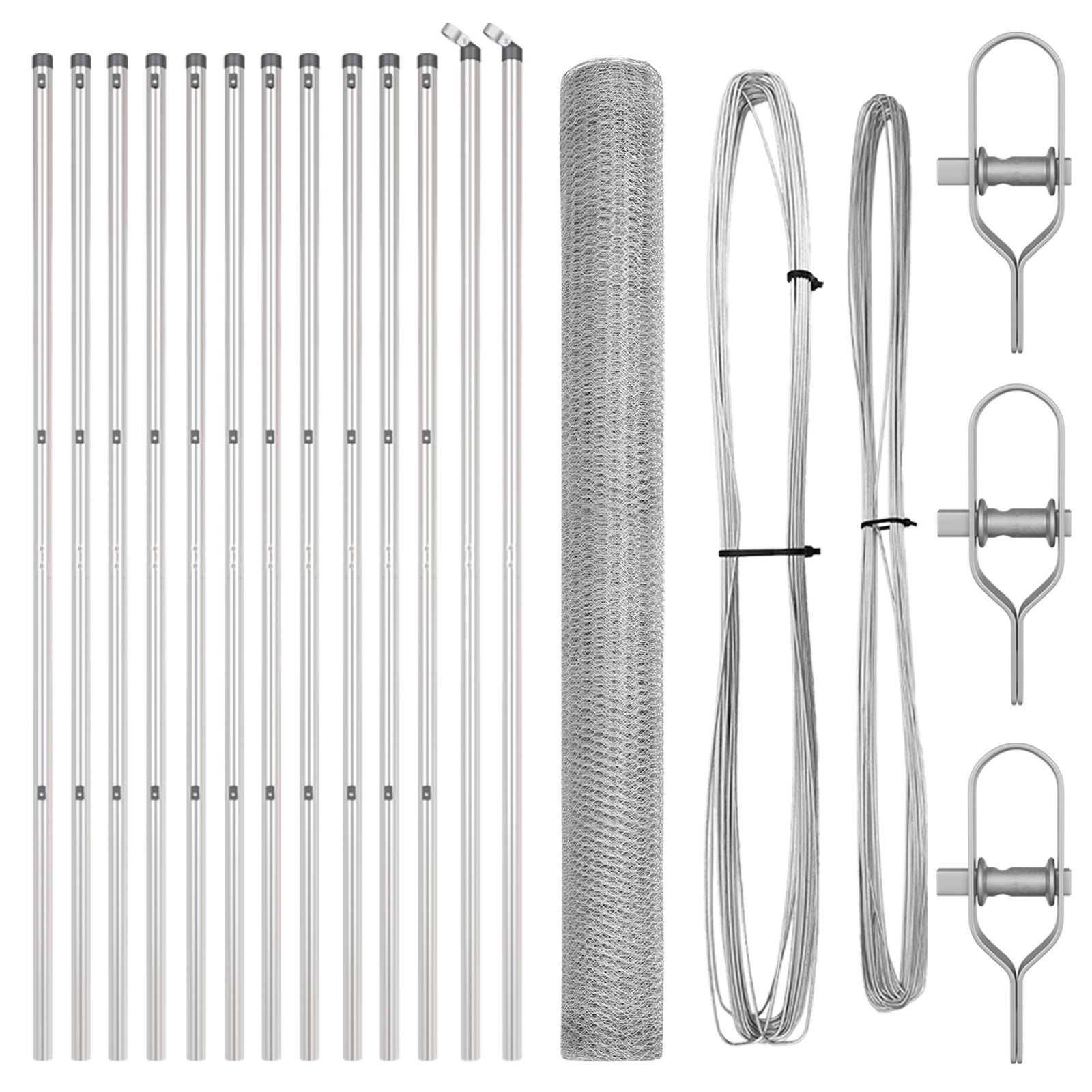 vidaXL Ograda u obliku heksagona 1,6x25 m Galvanizirani čelik, vidaXL Ograde stubovi 13 kom Ø32 mm 210 cm Galvanizirani čelik