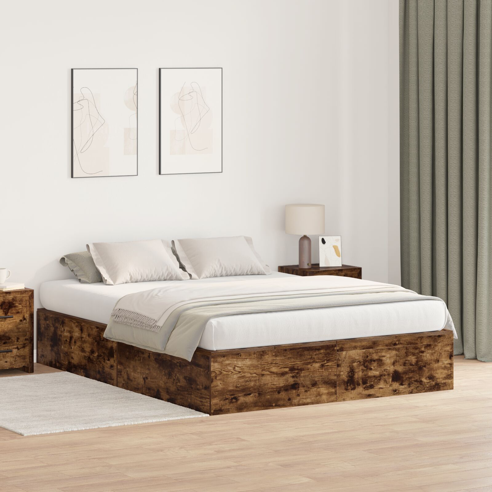 Voodi raam Suitsutatud tamm Tamme puit 160 x 200 cm Vastupidav