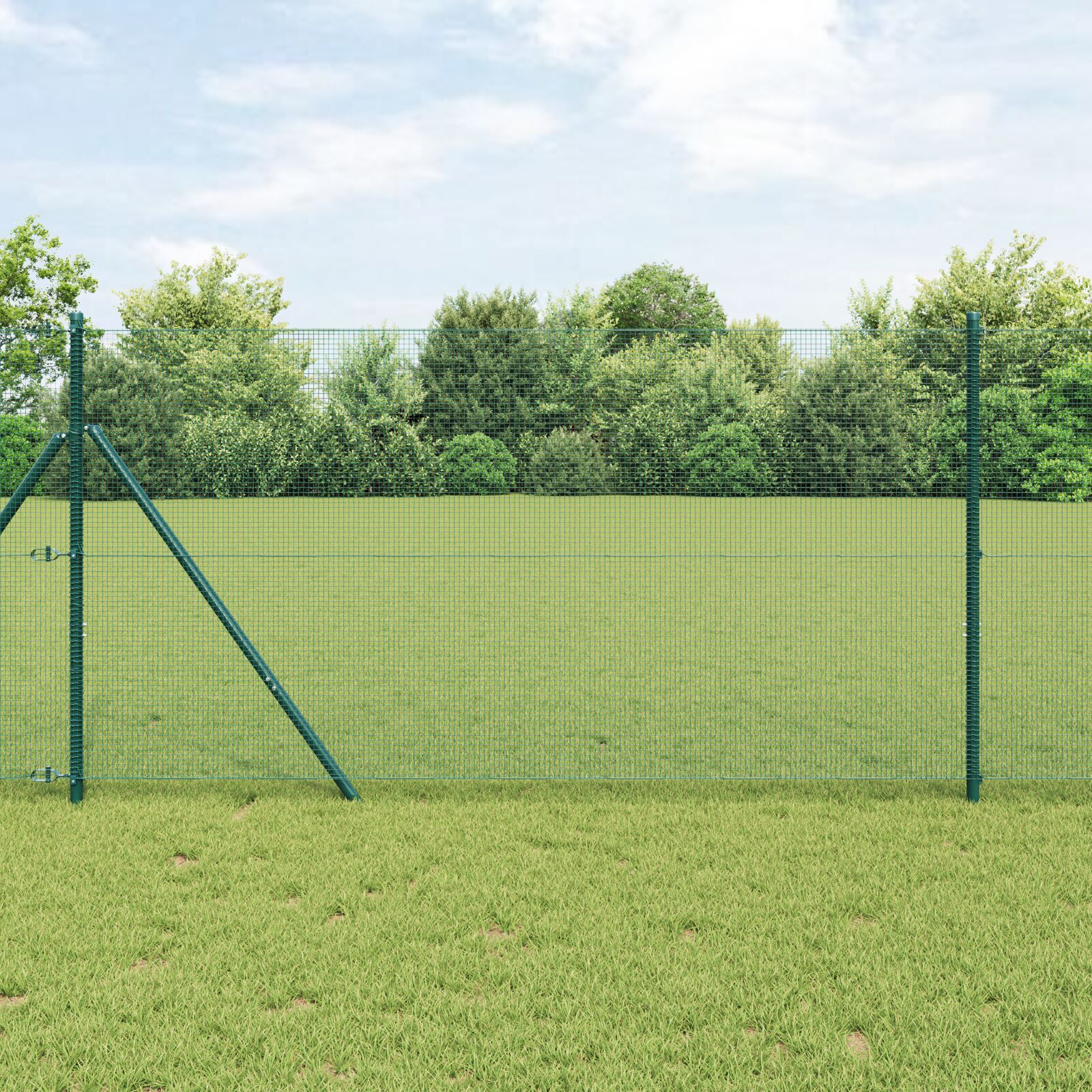 vidaXL zavarena žičana ograda s 13 stupova Zelena 1.4x25 m Čelik