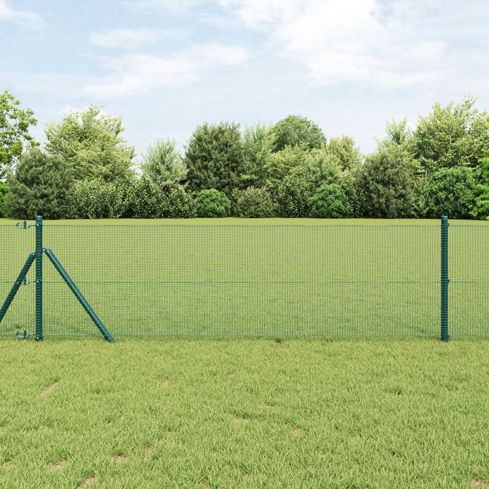 vidaXL varena žičana ograda s 13 postova Zelena 0.6x50 m Čelik