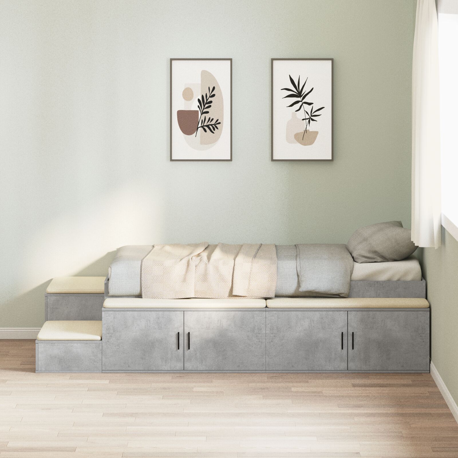 Krevet sa skladištem Betonski sivi Konstruirano drvo 100 x 200 cm