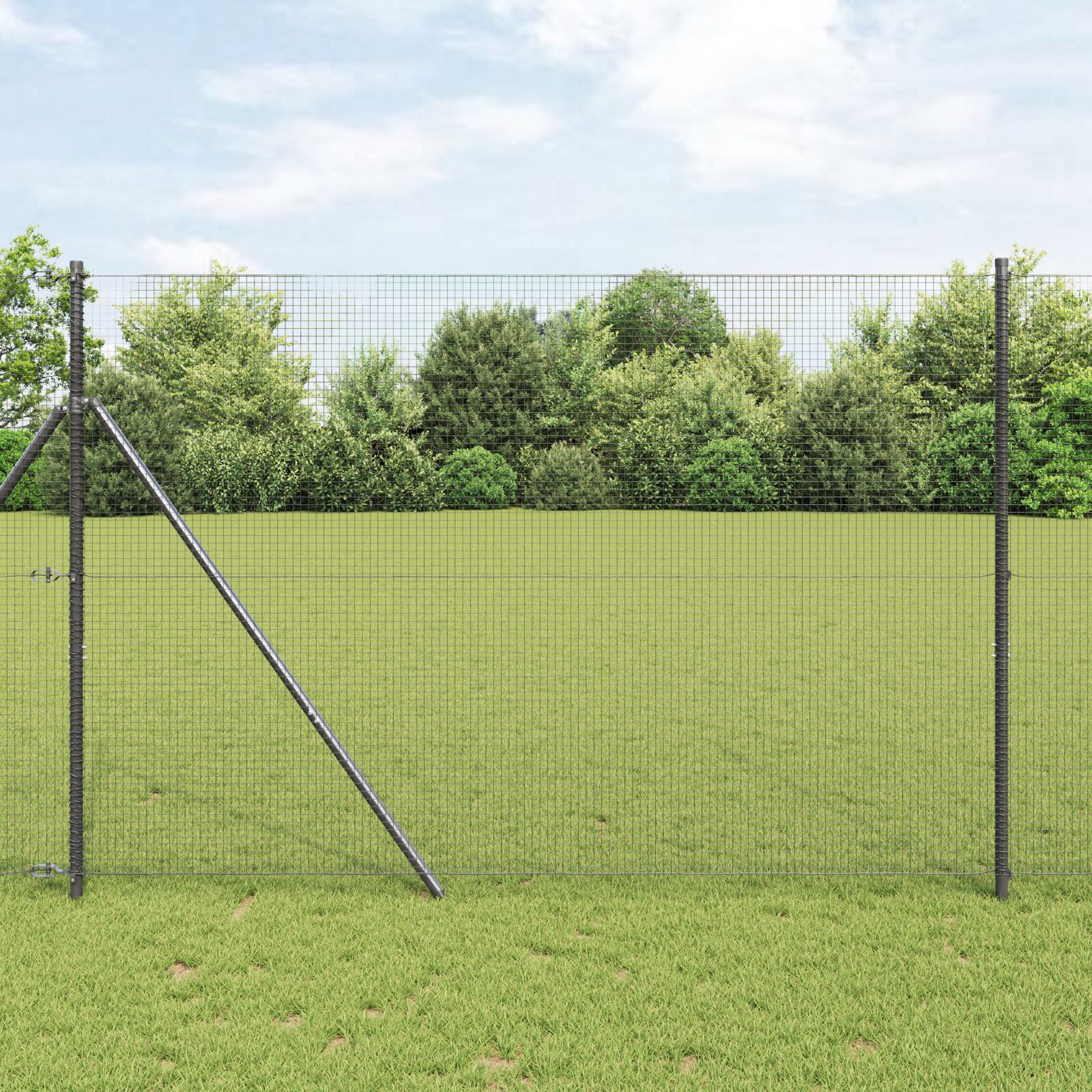 vidaXL Zavarena žičana ograda s 13 stupova Siva 1.4x50 m Čelik