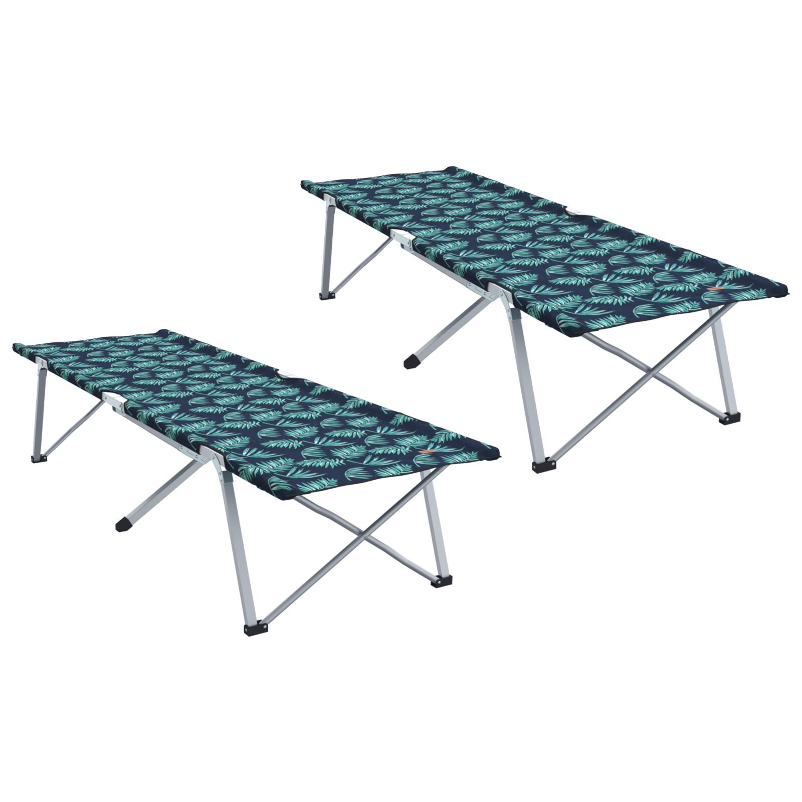 vidaXL Klapp-Campingbetten 2 Stück mit Tragetasche Blattmuster 600D Oxford-Material
