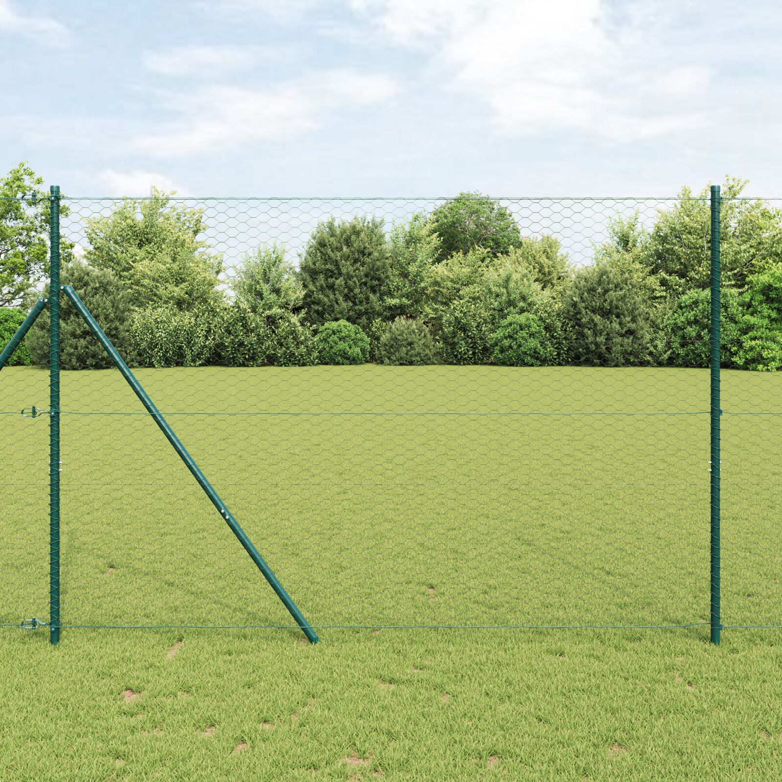 Hexagonhegn Grå 1,6x100 m Stål, vidaXL Hegnsøjler 13 stk Grøn Ø32 mm 210 cm Galvaniseret stål