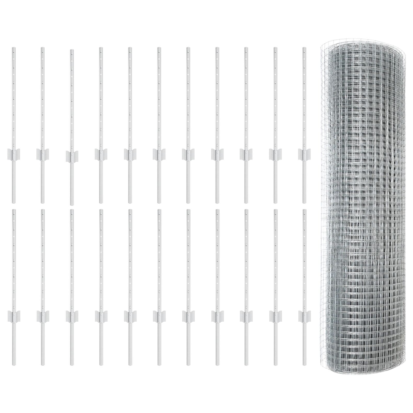 vidaXL Okomito žičano ograđivanje s 3 rolnice Srebra 0.6 x 50 m Čelik