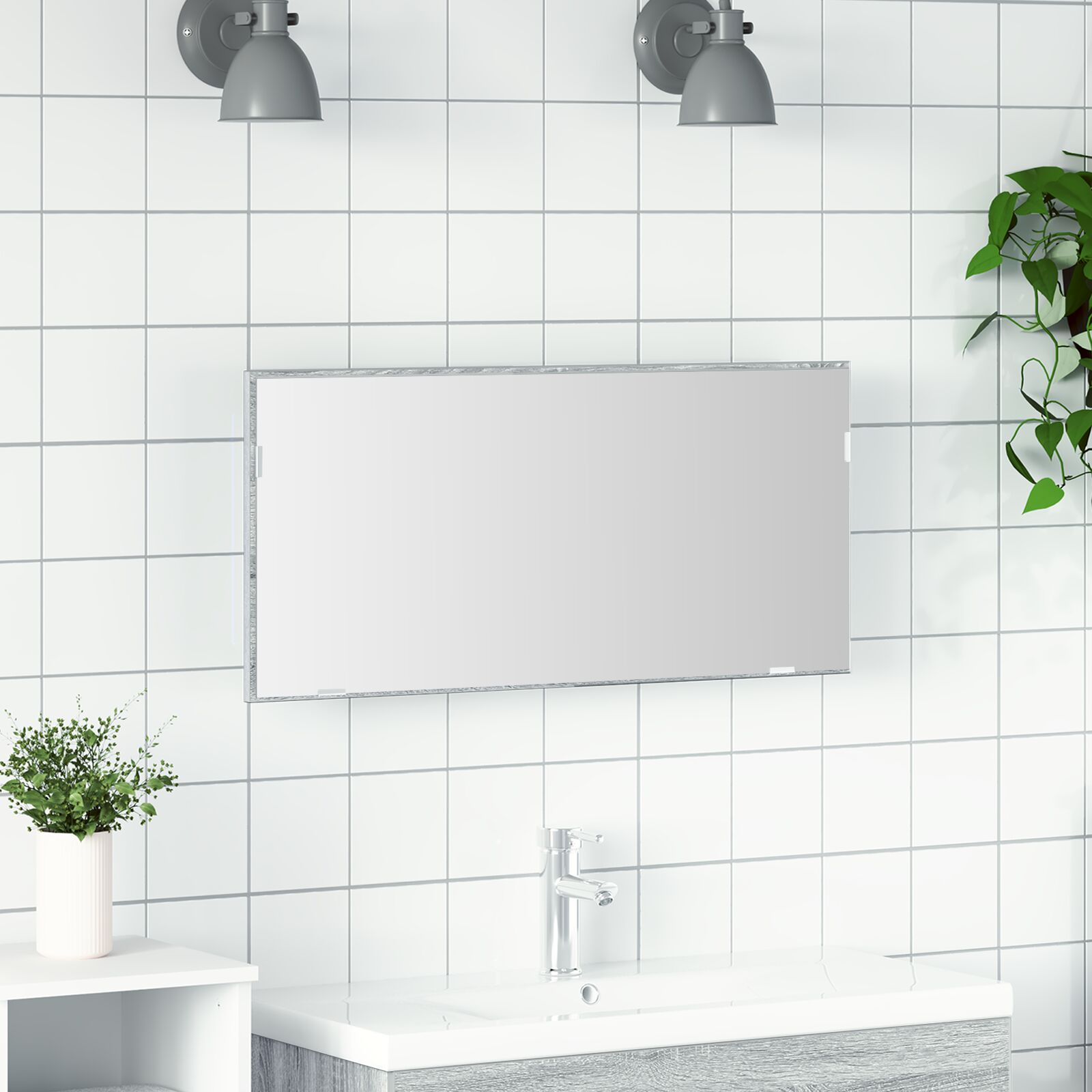 Vannitoa Peegli Kapp LED Valgusega Hall Sonoma 80x37 cm