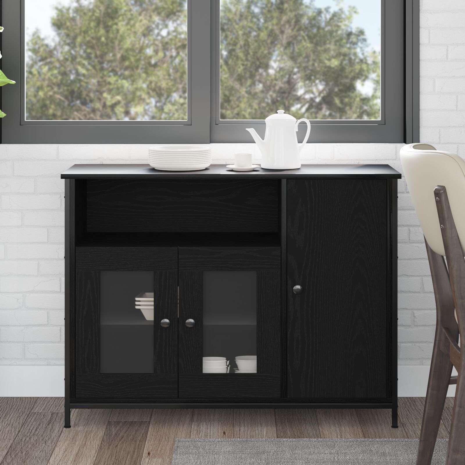 vidaXL Sideboard Schwarze Eiche Holzwerkstoff Mittel