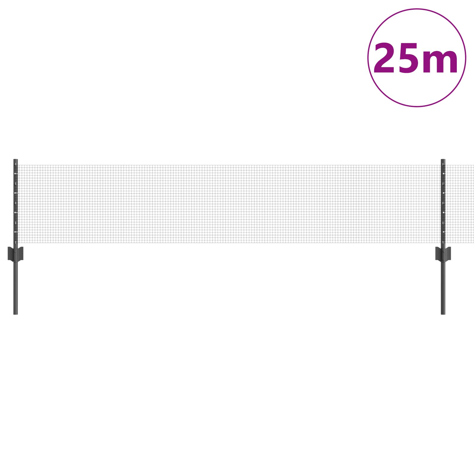 Svejset Trådhegn med 11 U-poster Grå 0.4x25 m Stål