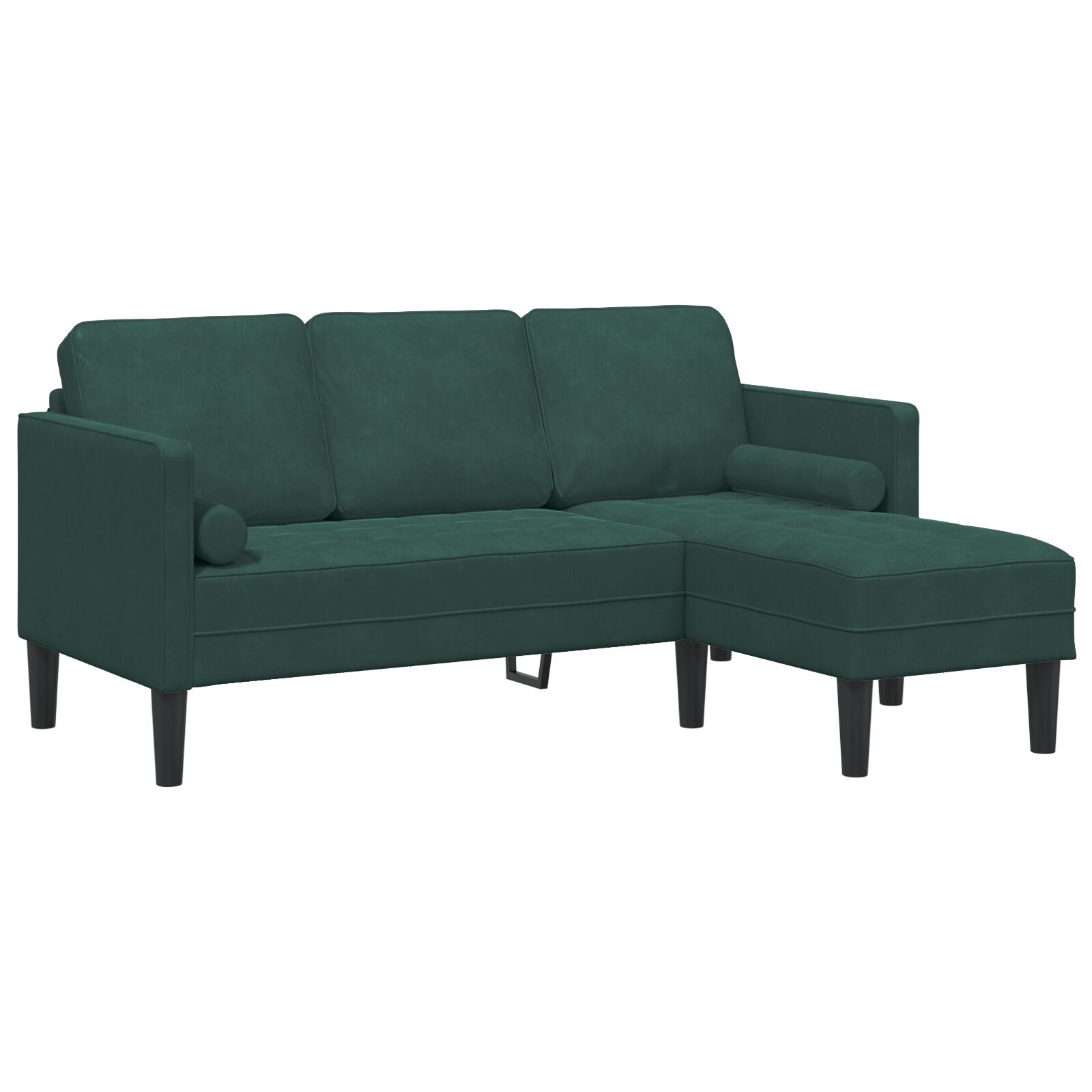 vidaXL Sofa na razvlačenje s ležištem u obliku slova L tamnozelena 160 cm pliš