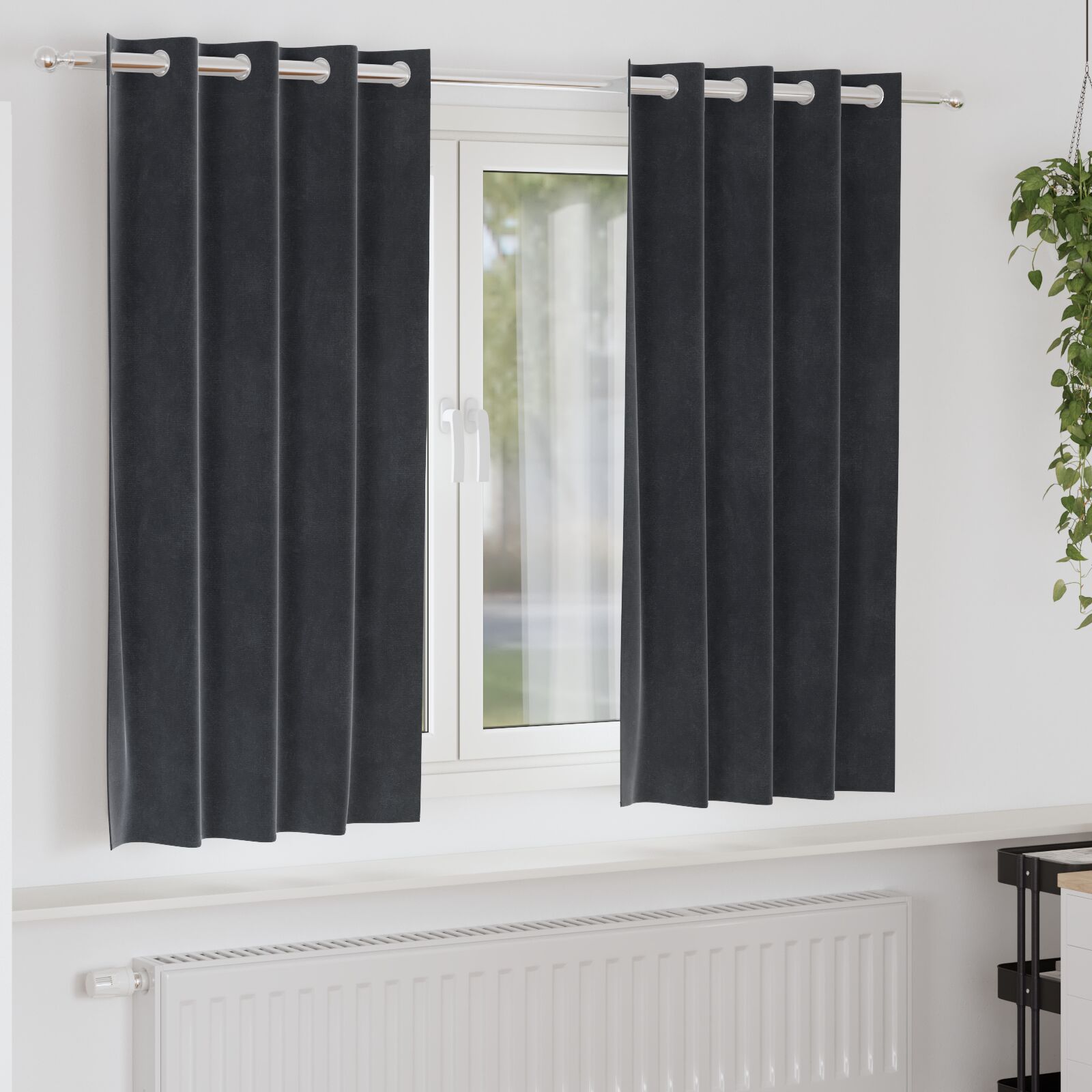 vidaXL Vorhänge Dunkelgrau Polyester 140 x 175 cm Fensterbehandlung