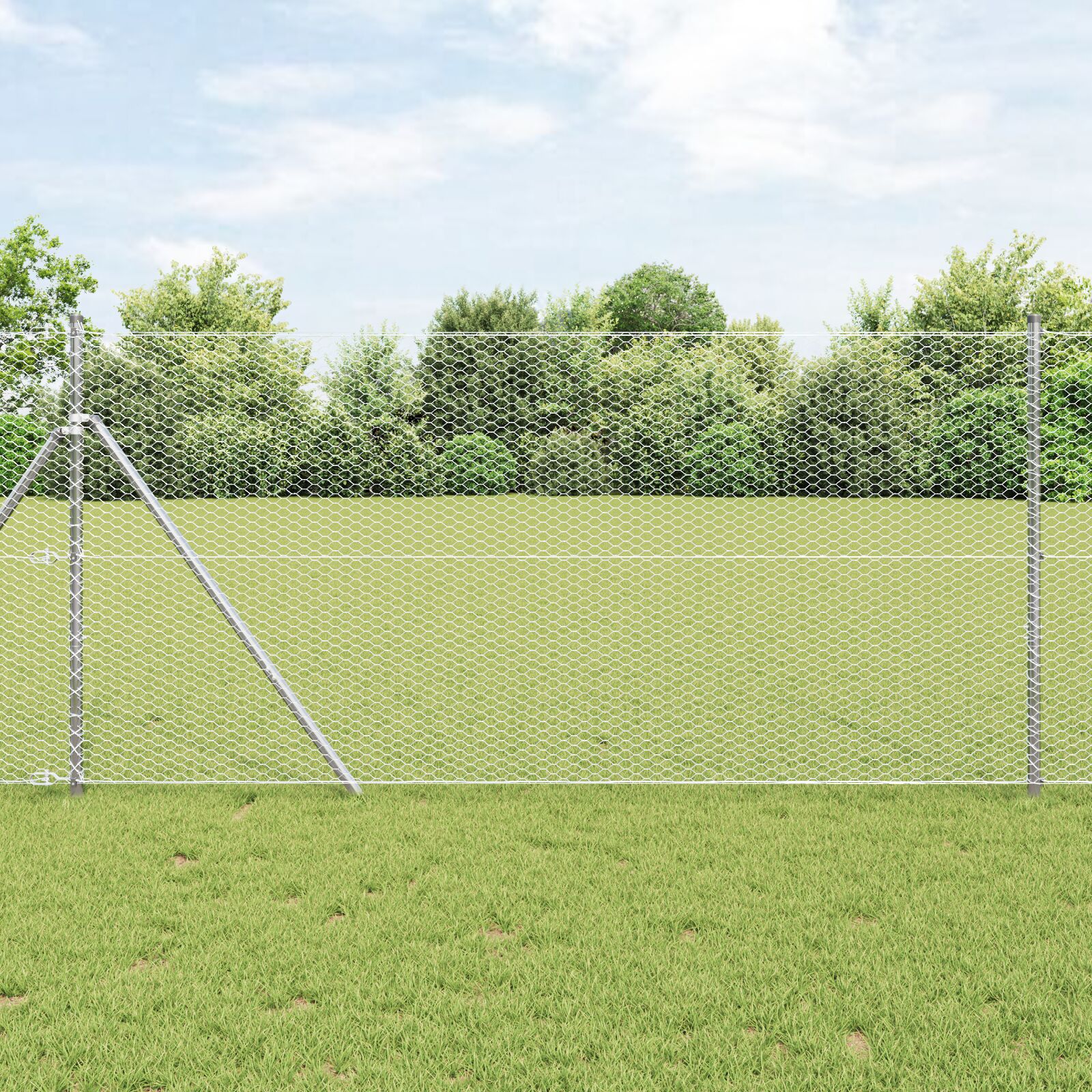 Hexagon Hegn 1.2x100 m Galvaniseret Stål, vidaXL Hegn Poster 13 stk Ø32 mm 170 cm Galvaniseret Stål