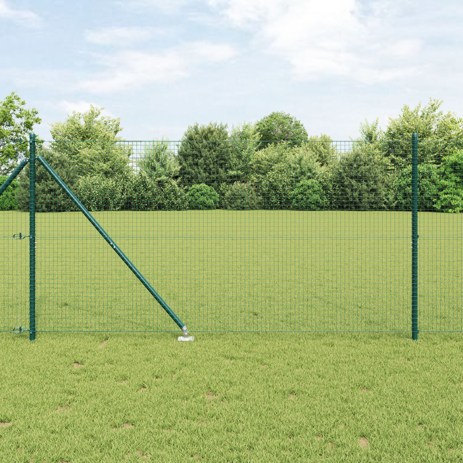 vidaXL zavarena žičana ograda s 13 šiljatih postova Zelena 1.2x25 m čelik